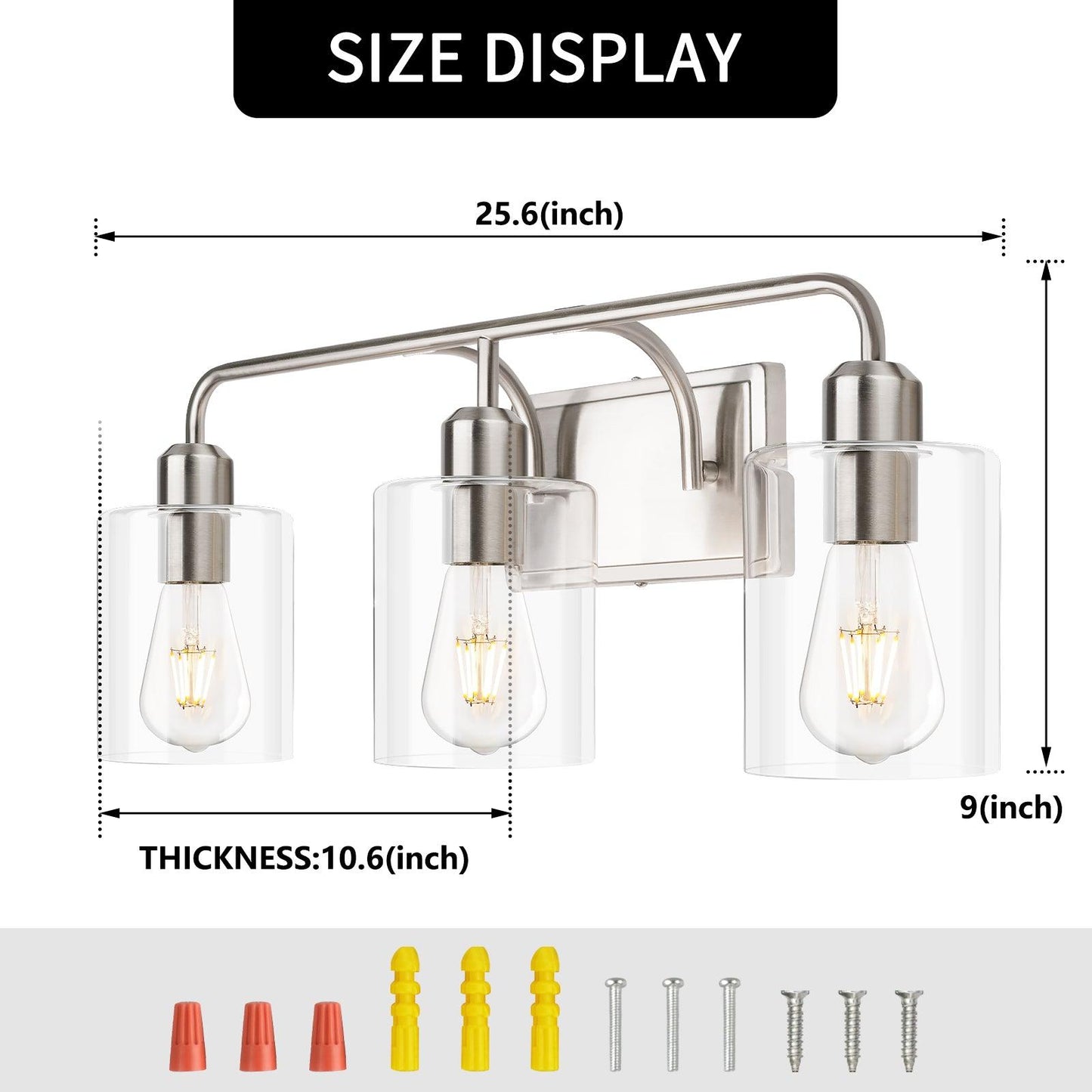 Bathroom Light Fixtures with Clear Glass Shade Modern Style - okeli lights