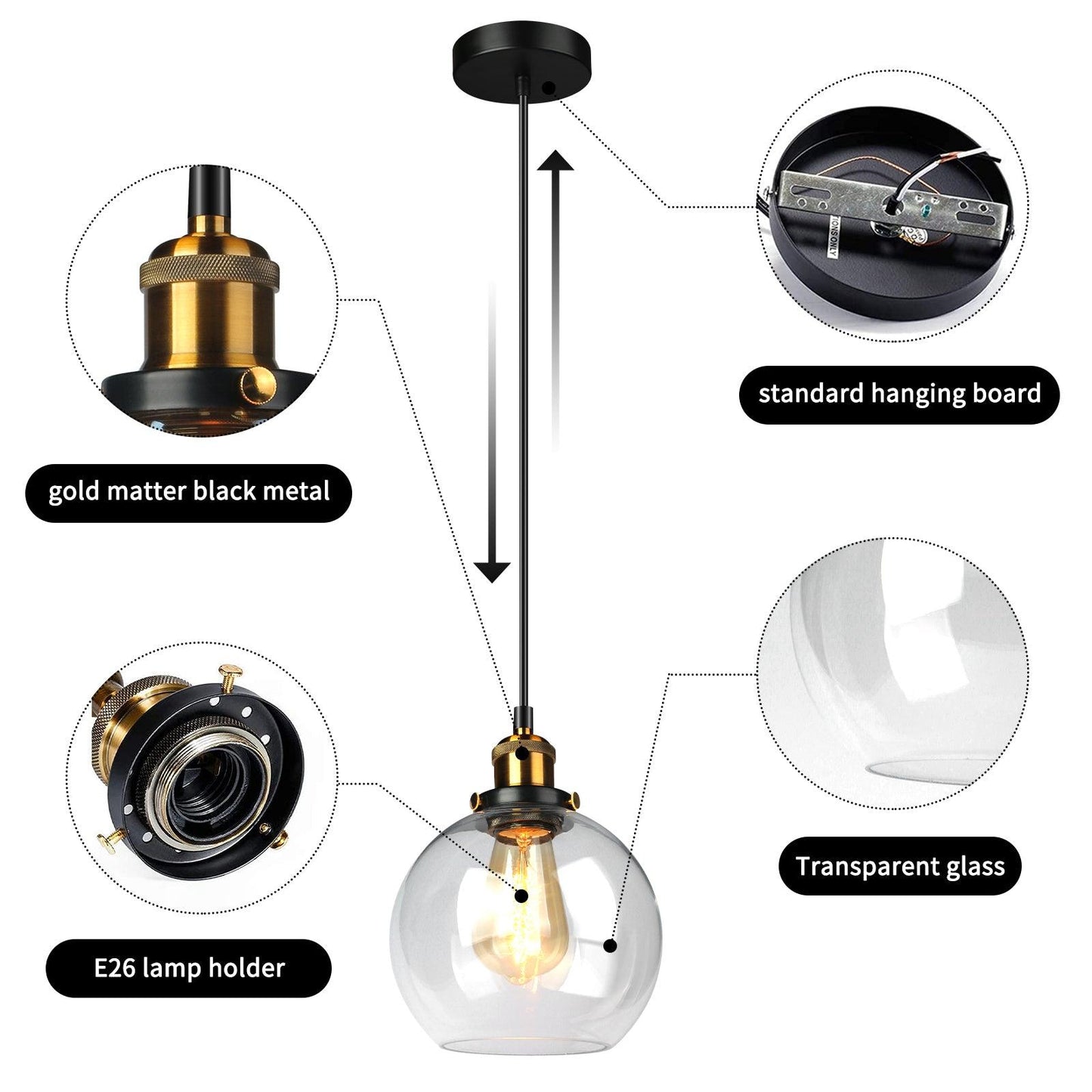 Glass Pendant Light Modern Hanging Single Dome Island Light 1-3-Pack - okeli lights