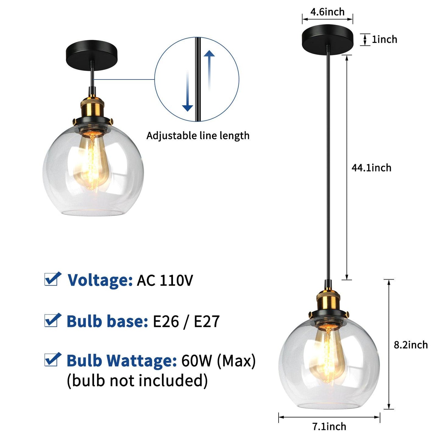 Glass Pendant Light Modern Hanging Single Dome Island Light 1-3-Pack - okeli lights