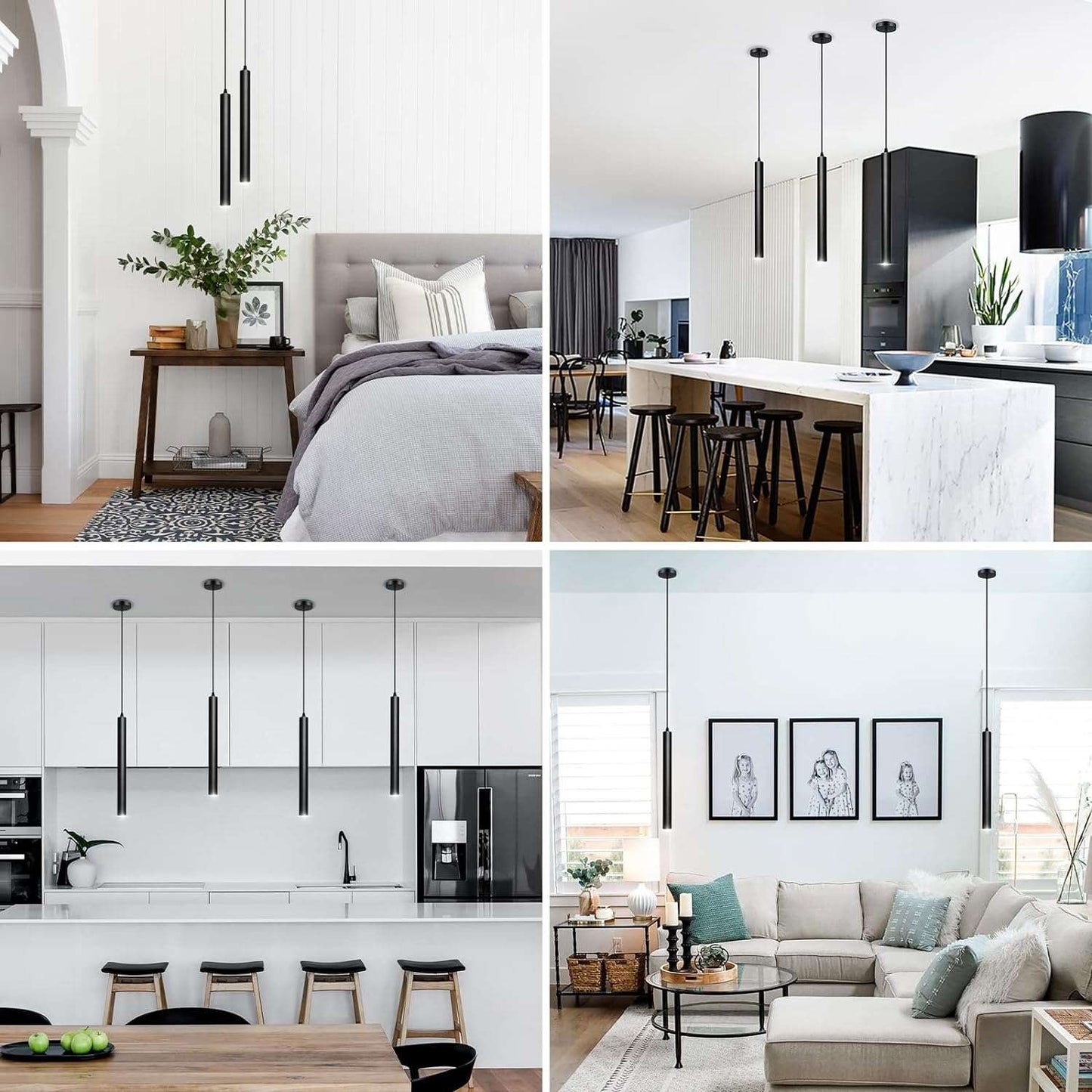 OKELI Pendant Lights Black LED Minimalist Kitchen Island Fixture 1-Pack - okeli lights