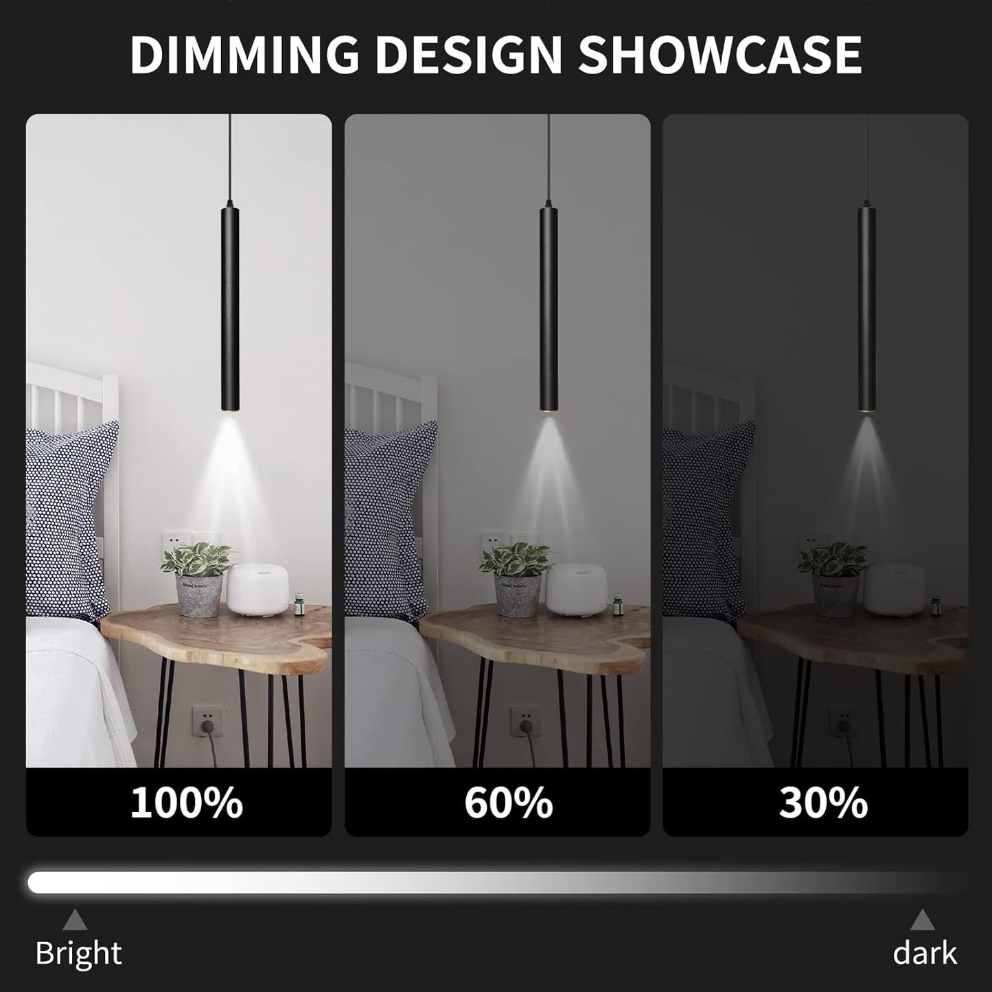 OKELI Pendant Lights Black LED Minimalist Kitchen Island Fixture 1-Pack - okeli lights