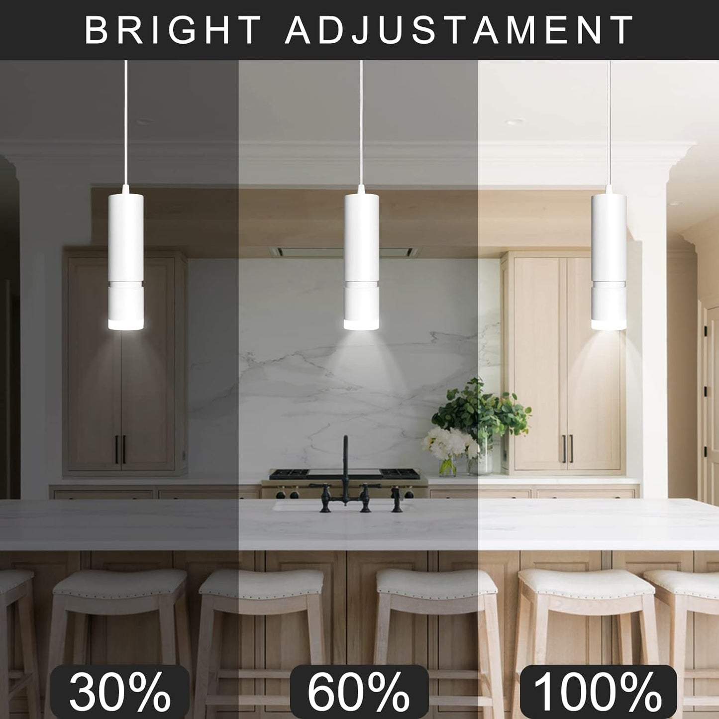 OKELI Modern Pendant Lights White LED Mini Kitchen Island Lights 3-pack - okeli lights