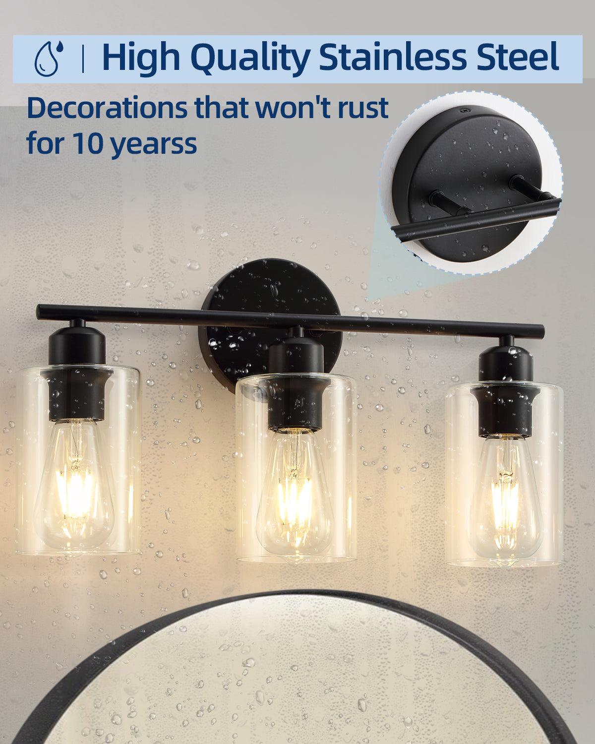 Black Bathroom Vanity Lights with Clear Glass Shade Wall Lighting - okeli lights