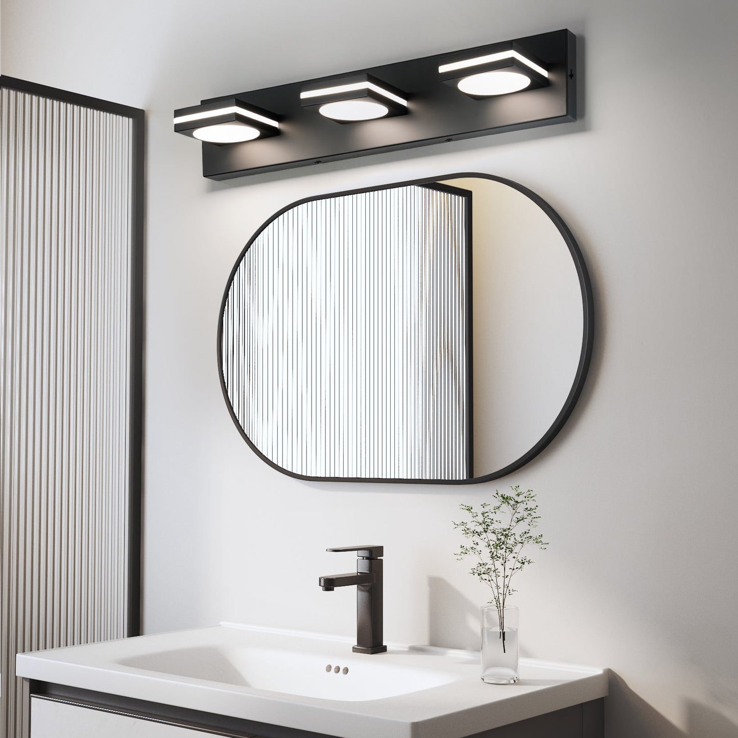 Bathroom Light Fixtures, Matte Black Vanity Light for Bathroom Modern LED Wall Lighting Fixtures Over Mirror, 2-3-4-Light, ETL Listed - okeli lights