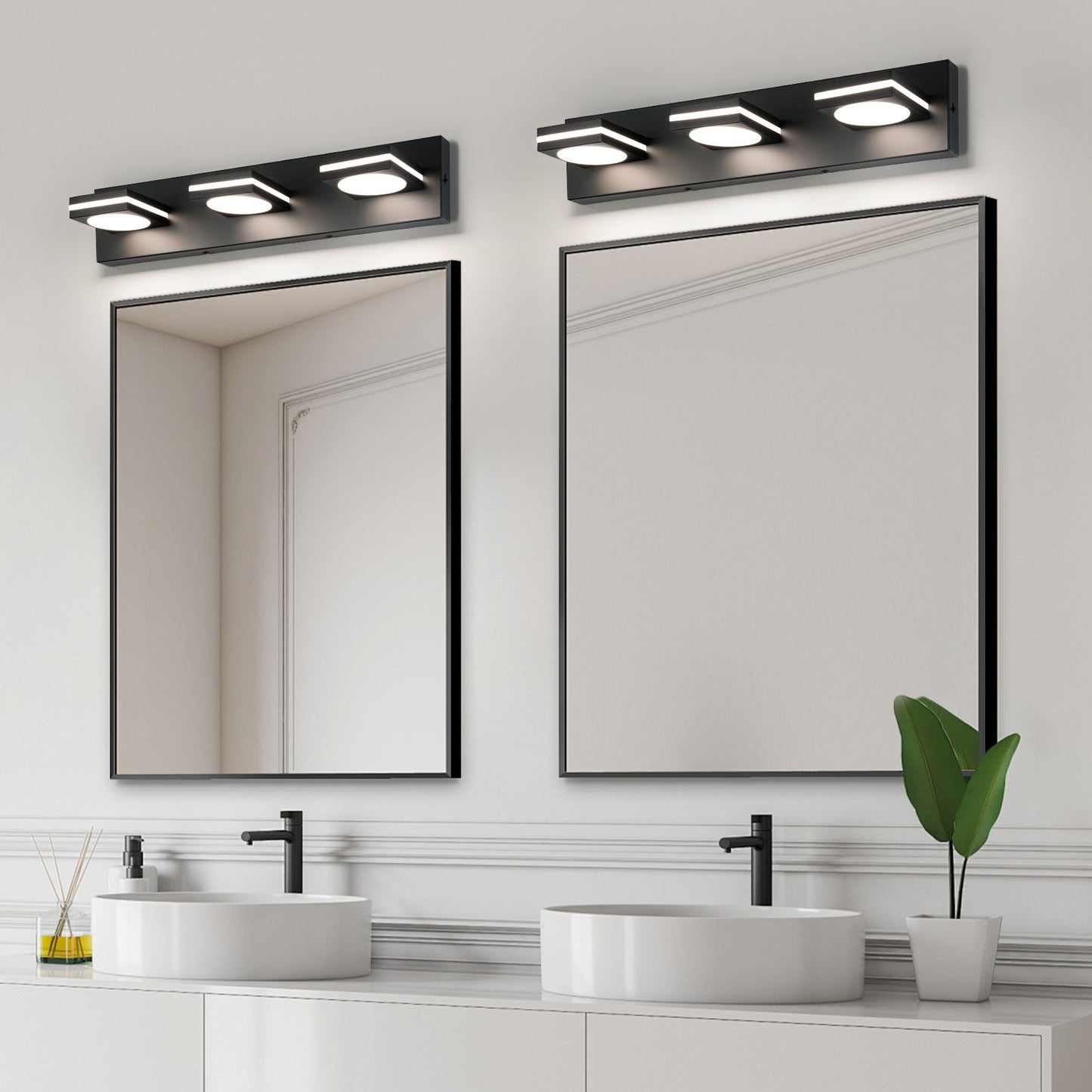 Bathroom Light Fixtures, Matte Black Vanity Light for Bathroom Modern LED Wall Lighting Fixtures Over Mirror, 2-3-4-Light, ETL Listed - okeli lights