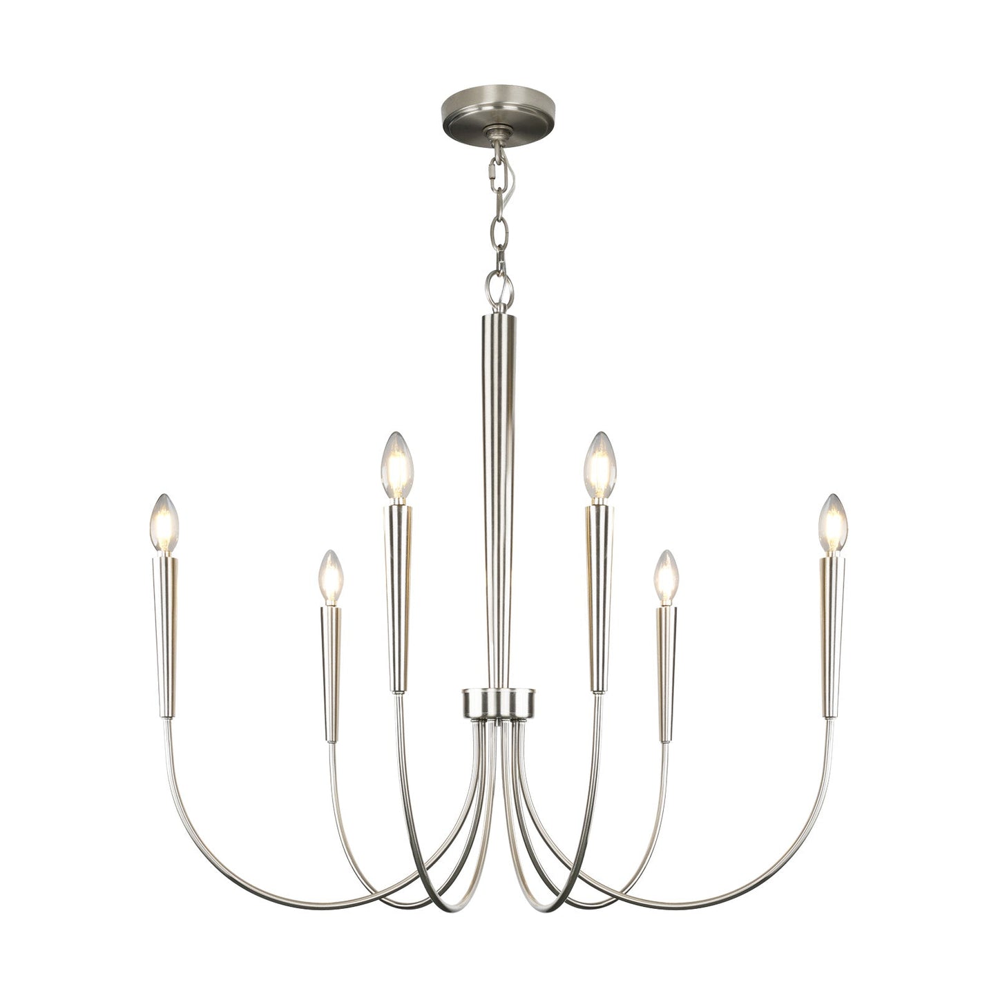 34-Inch Luxury Dimmable Brushed Nickel 6-Light Chandelier Adjustable - okeli lights