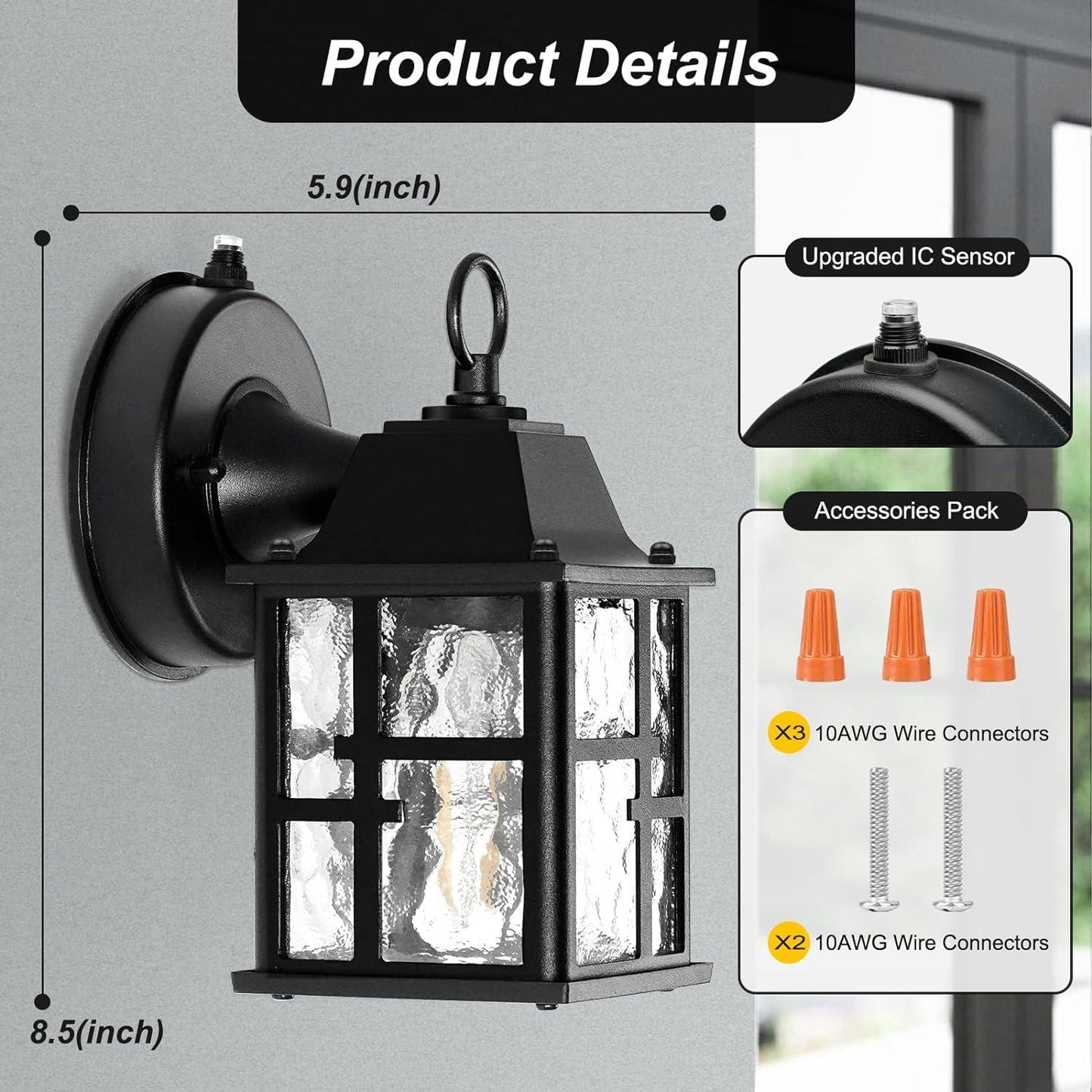 Outdoor Wall Lights 1-2-3Pack Dusk to Dawn Porch Fixtures Wall Mounted - okeli lights