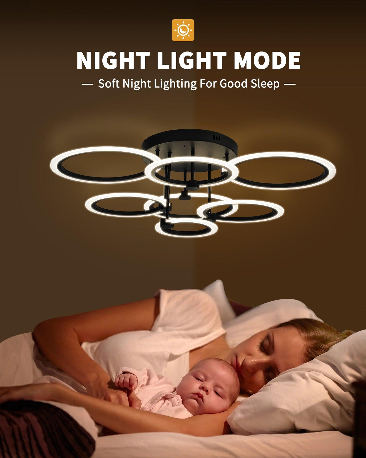 Modern LED Ceiling Light 7 Rings Dimmable Fixtures with Remote - okeli lights