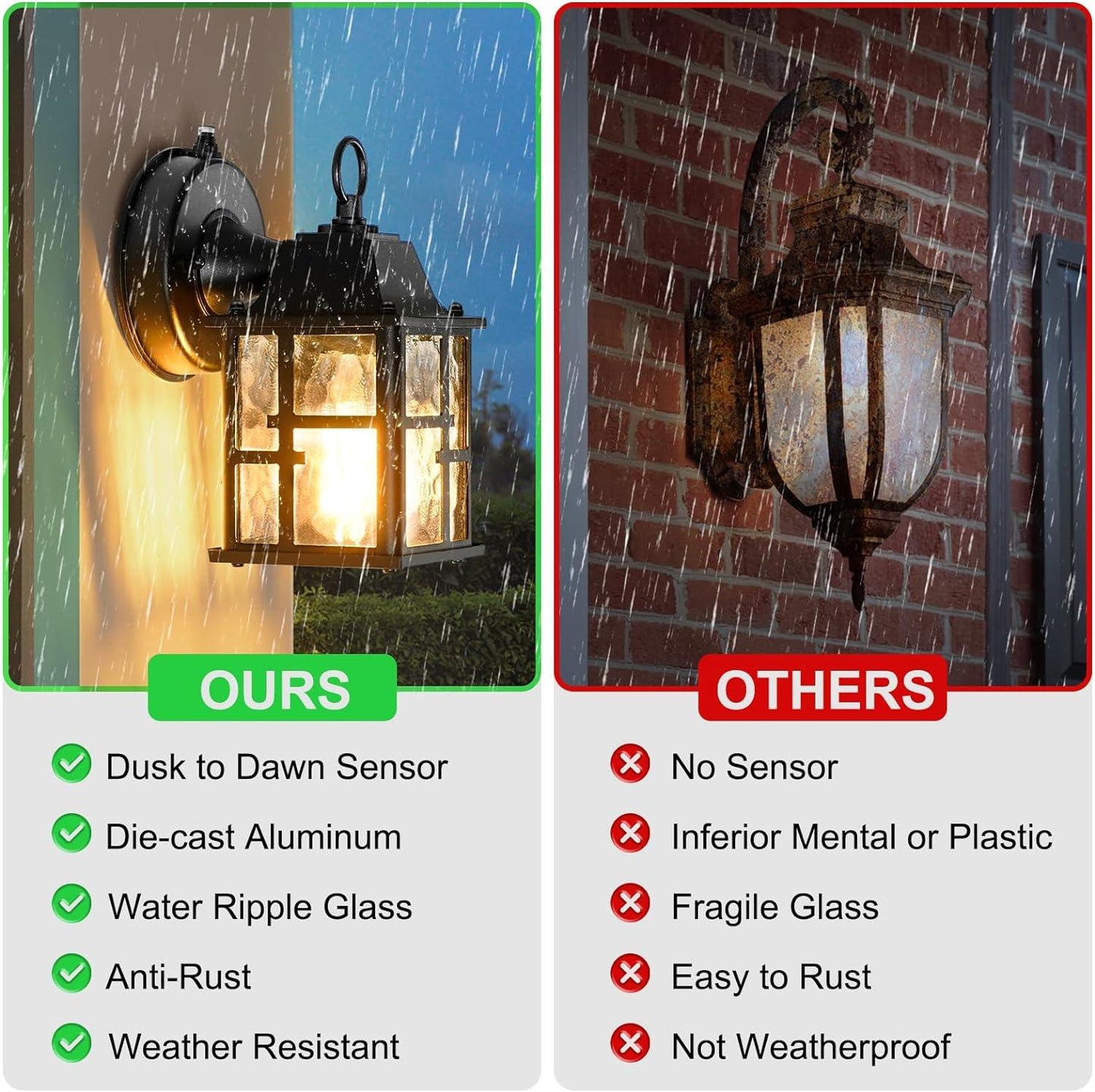 Outdoor Wall Lights 1-2-3Pack Dusk to Dawn Porch Fixtures Wall Mounted - okeli lights