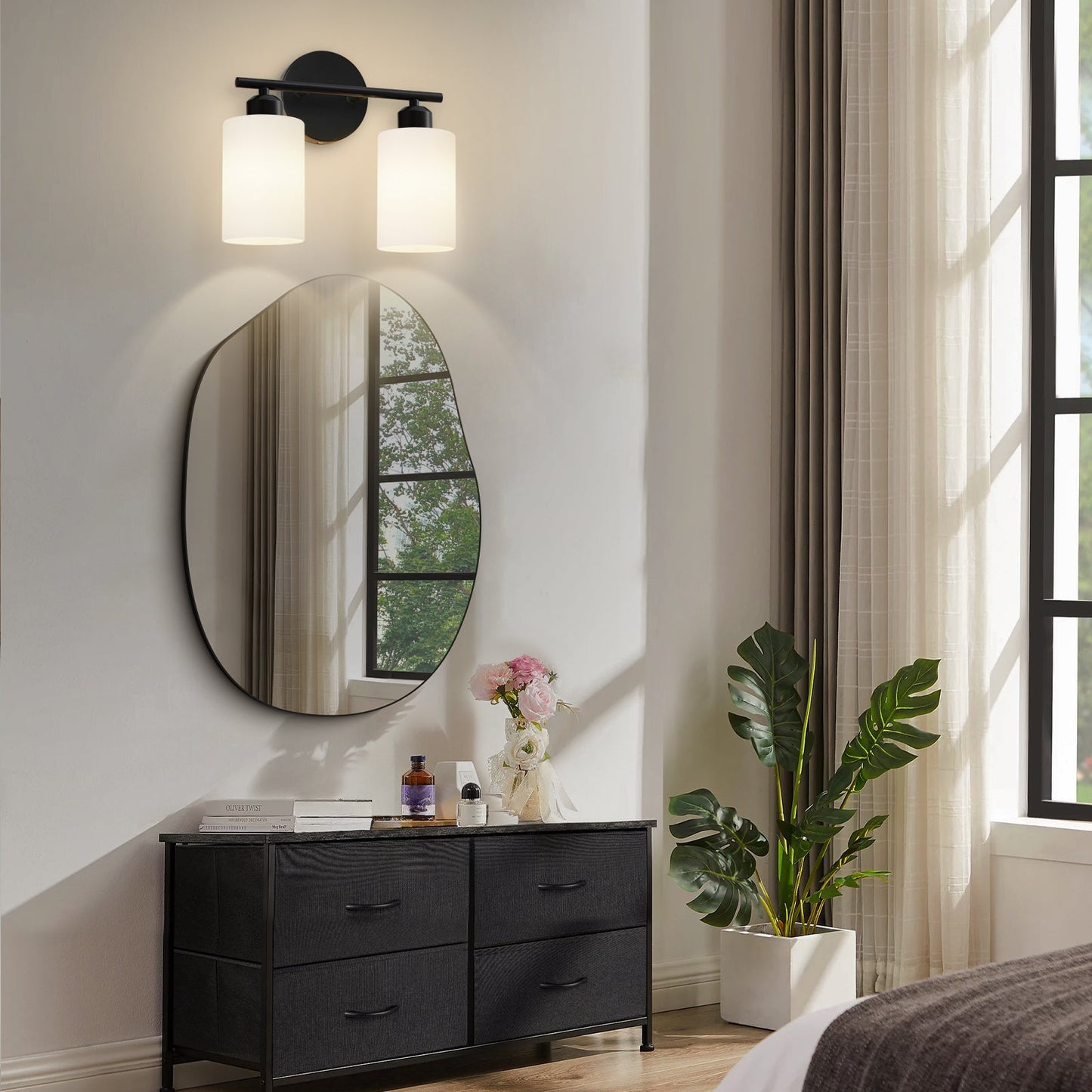 Bathroom Light Fixtures Modern Vanity Lights with Frosted Glass Shades 2-Light - okeli lights