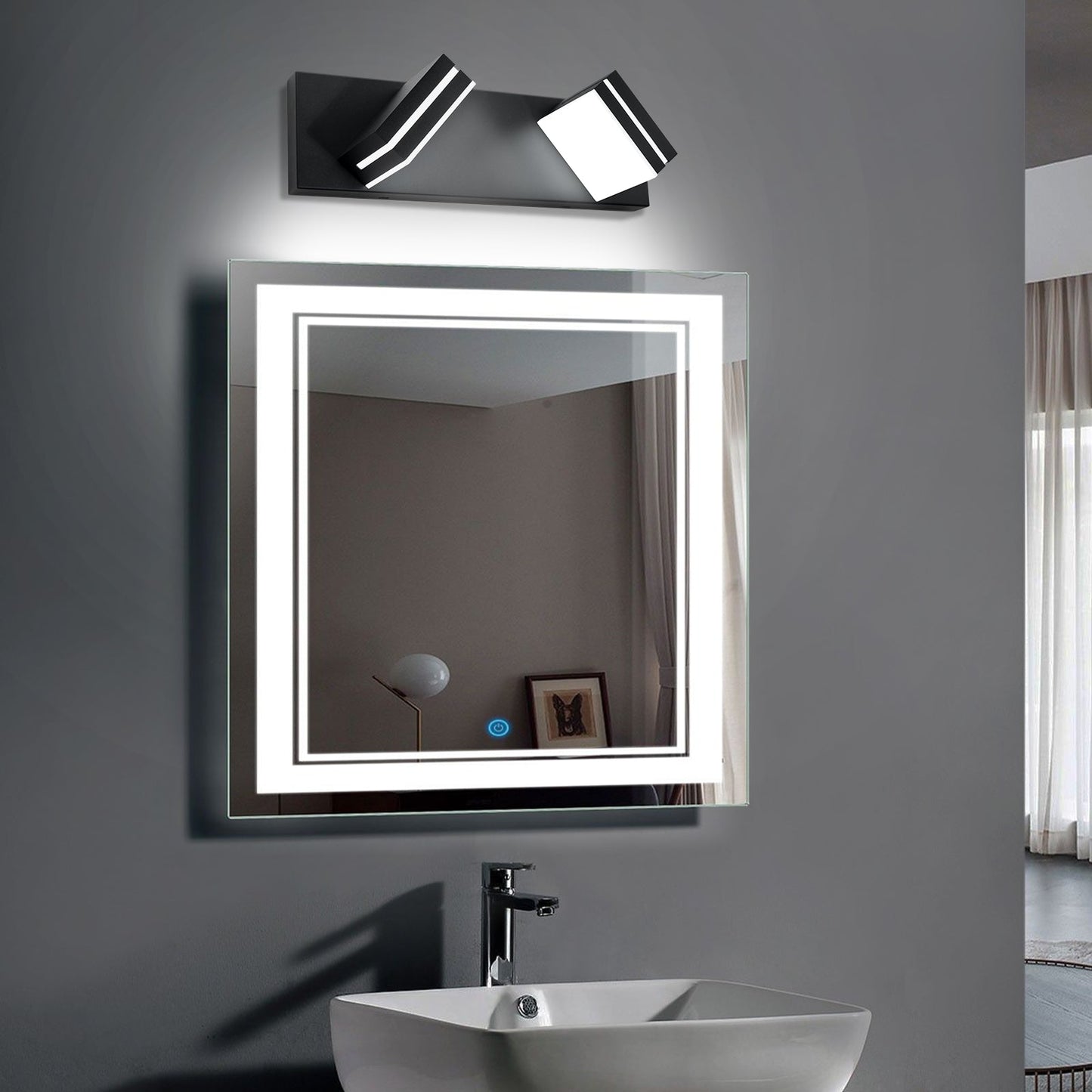 LED Modern Black Bathroom Vanity Lights Over Mirror 360° Rotatable Wall Sconce Lighting - okeli lights