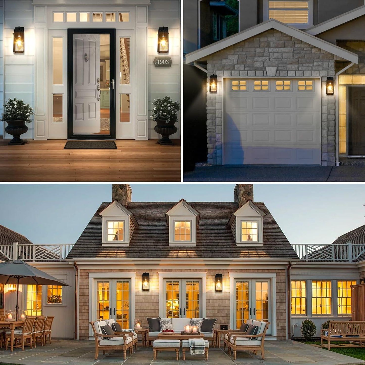 Outdoor Wall Lights 1-2-Pack Porch Lights Dusk to Dawn with GFCI Outlet - okeli lights