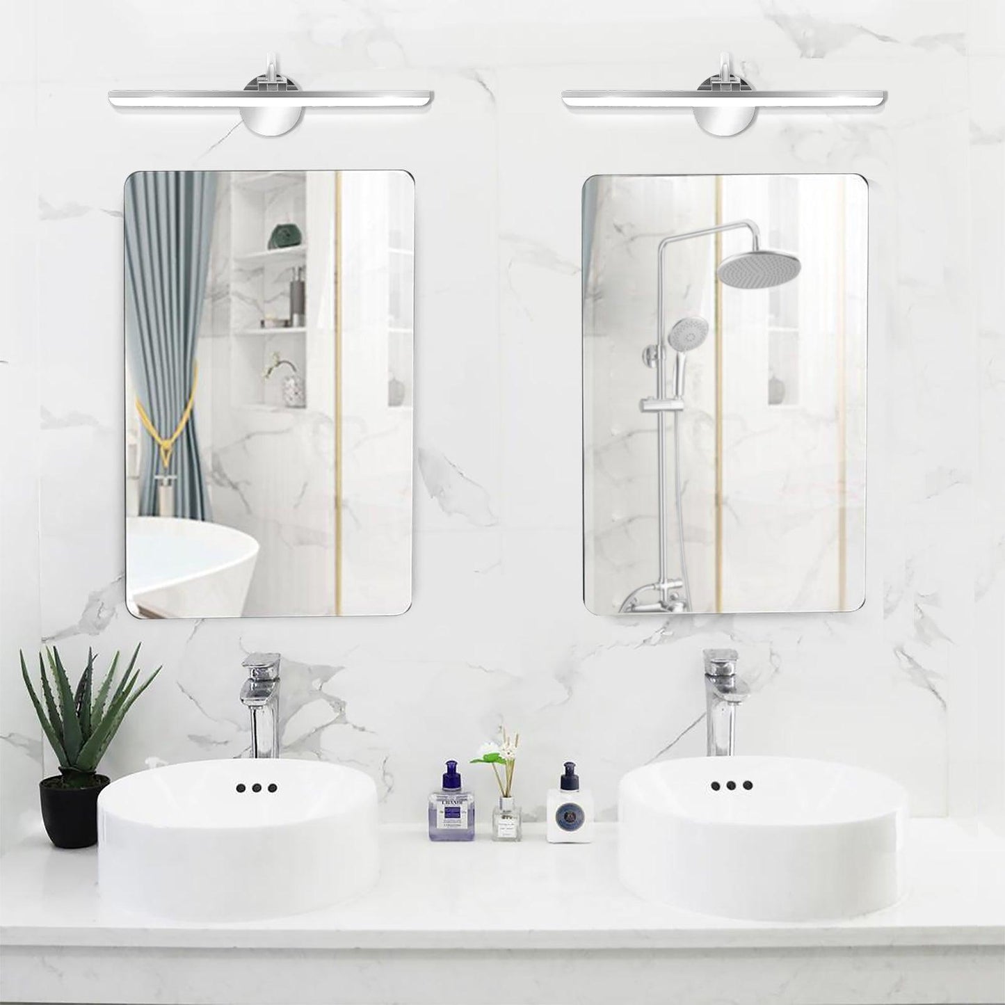 Bathroom Light Fixtures 180°Rotatable Dimmable LED Vanity Light Stainless Steel - okeli lights