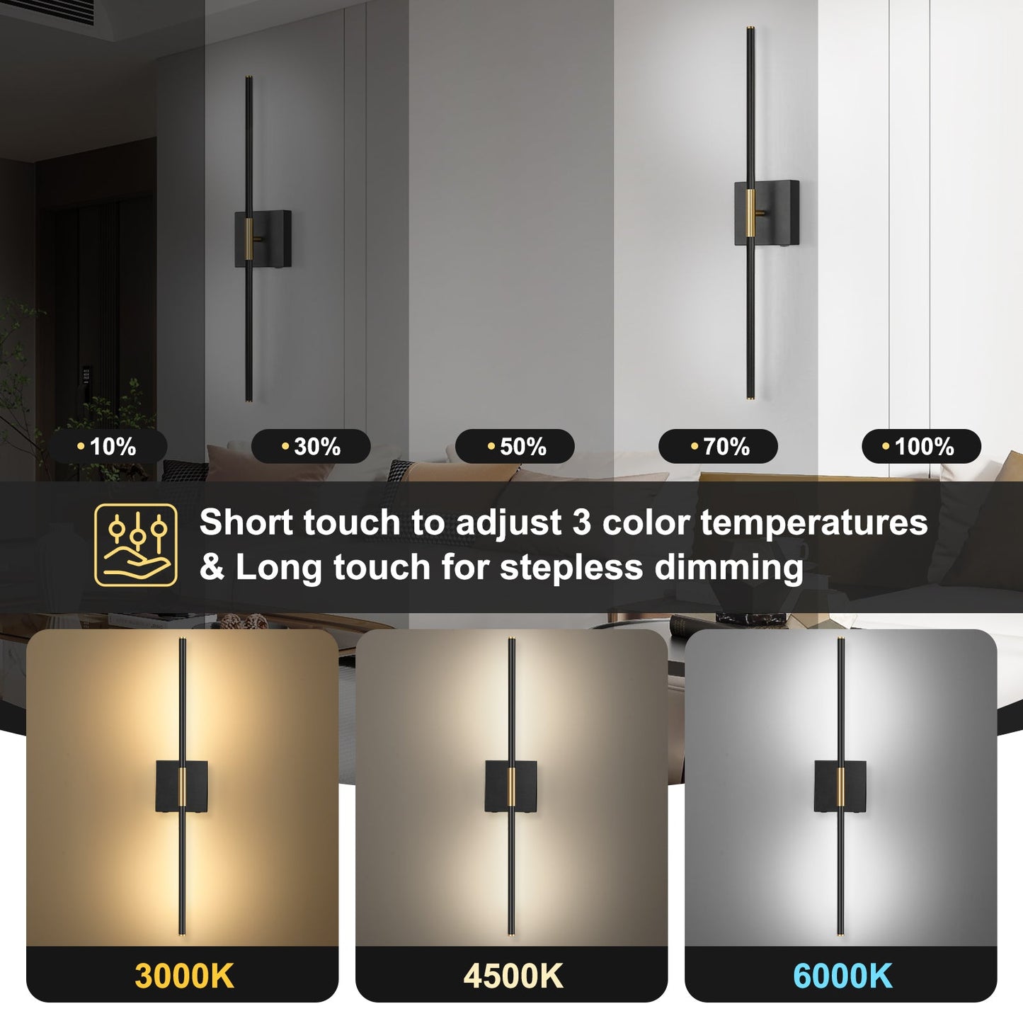 Battery Operated Wall Sconces 2-Pack 350° Rotate LED Wireless Rechargeable with Remote Control - okeli lights