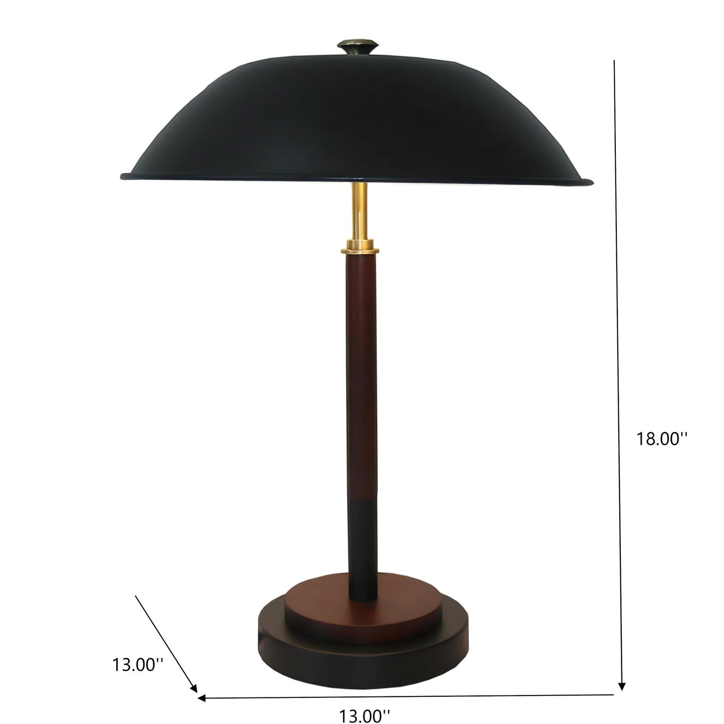 Black Umbrella Shaped Table Lamp Walnut Finish Bronze 110V - okeli lights