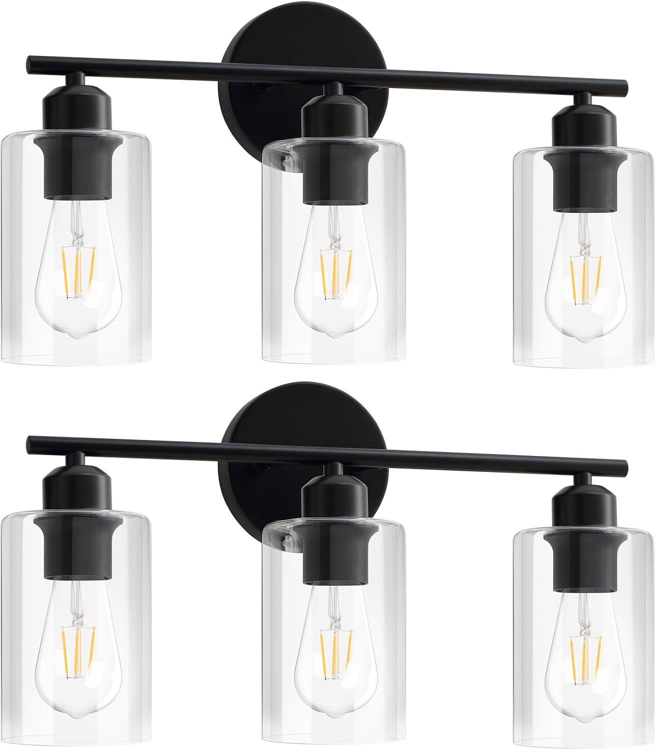 Black Bathroom Vanity Lights with Clear Glass Shade Wall Lighting - okeli lights
