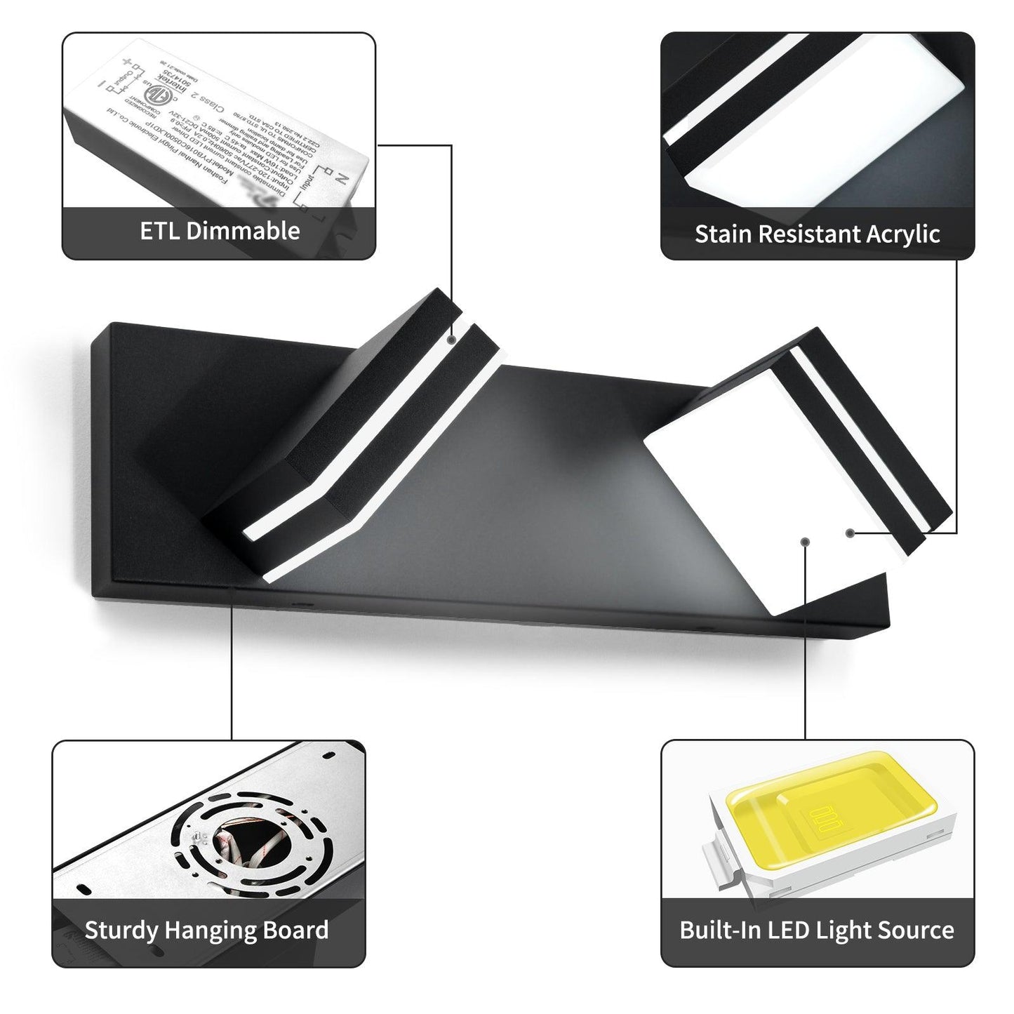 Bathroom Light Fixtures 180°Rotatable Dimmable LED Vanity Light Stainless Steel - okeli lights