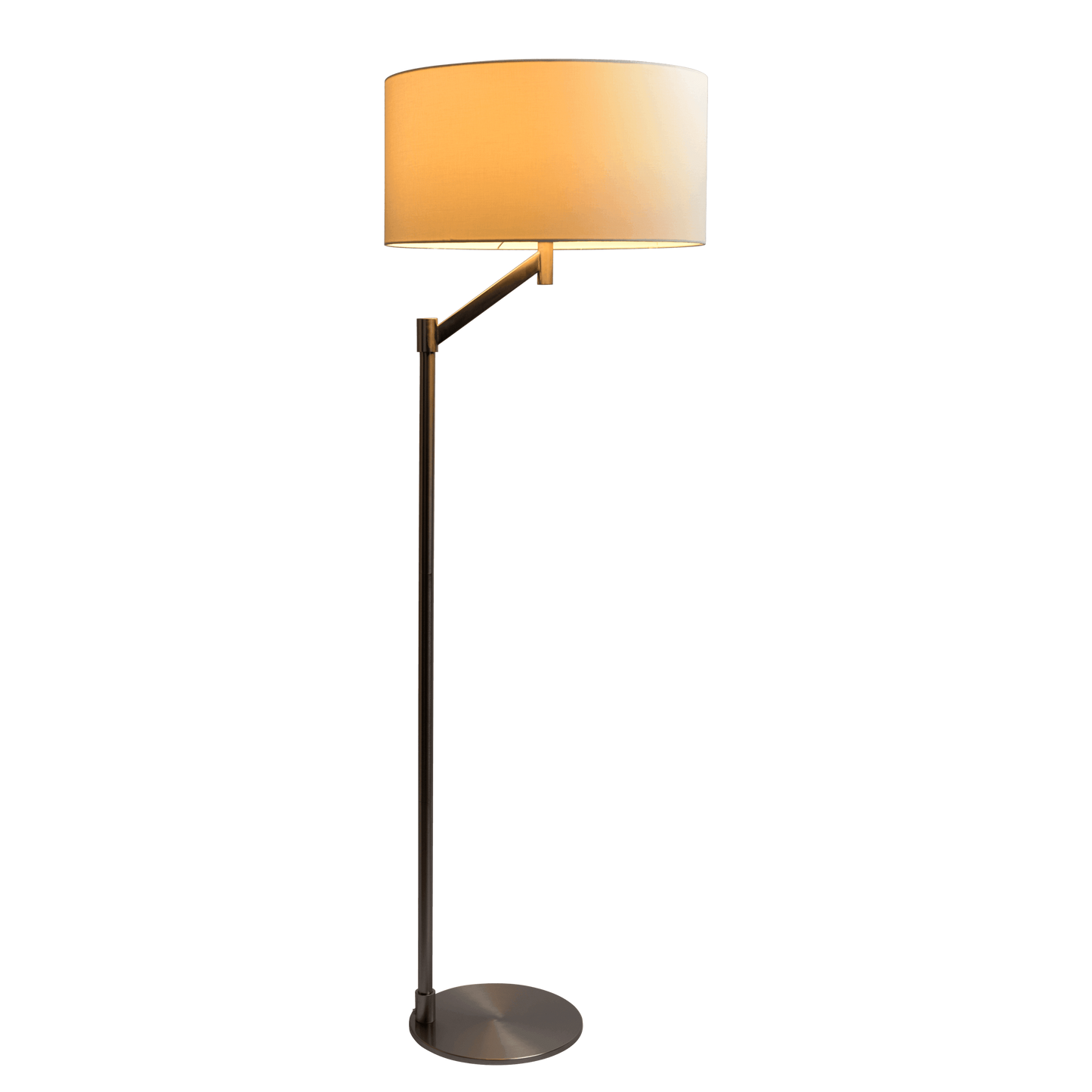 Brushed Nickel Floor Lamp with Rotary Switch Metal Base White Linen Shade - okeli lights
