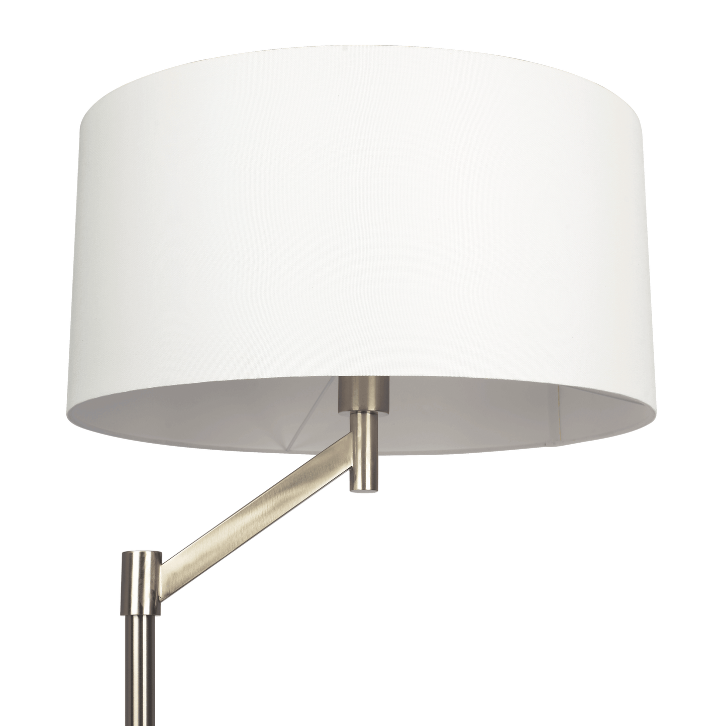 Brushed Nickel Floor Lamp with Rotary Switch Metal Base White Linen Shade - okeli lights