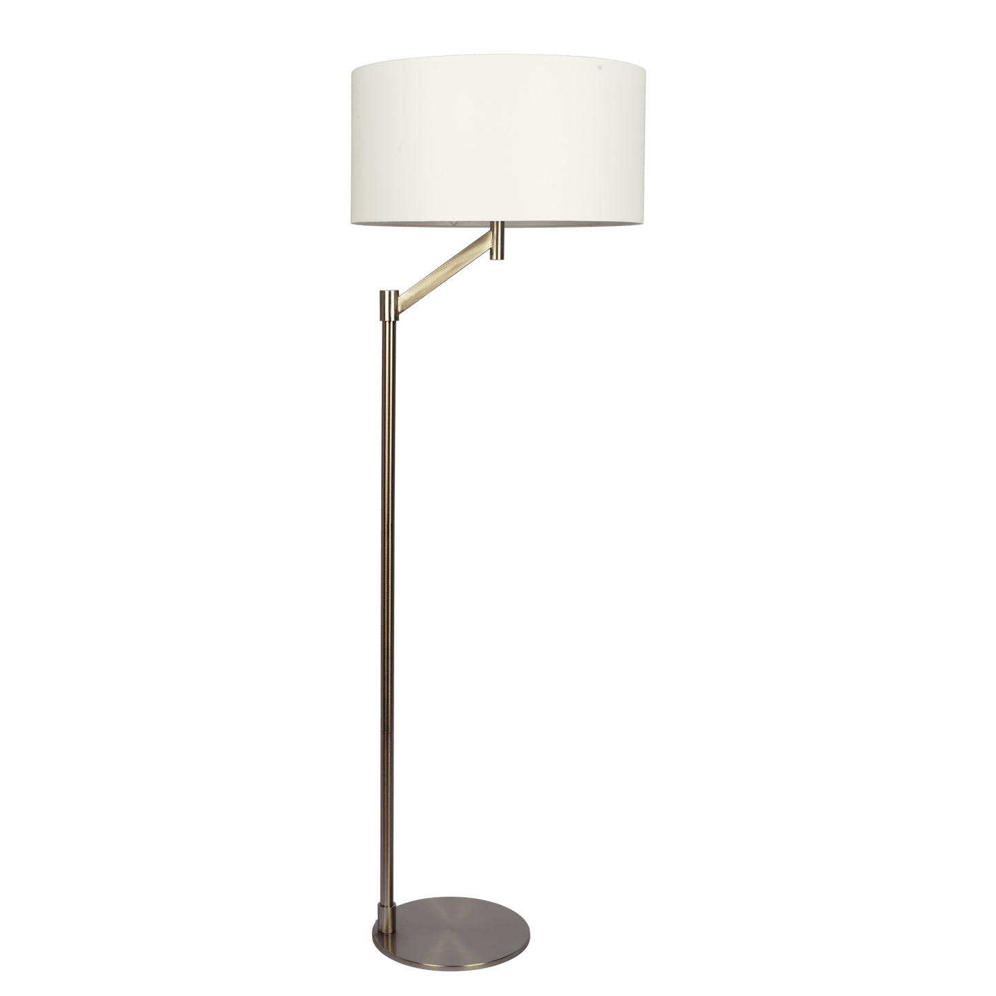 Brushed Nickel Floor Lamp with Rotary Switch Metal Base White Linen Shade - okeli lights