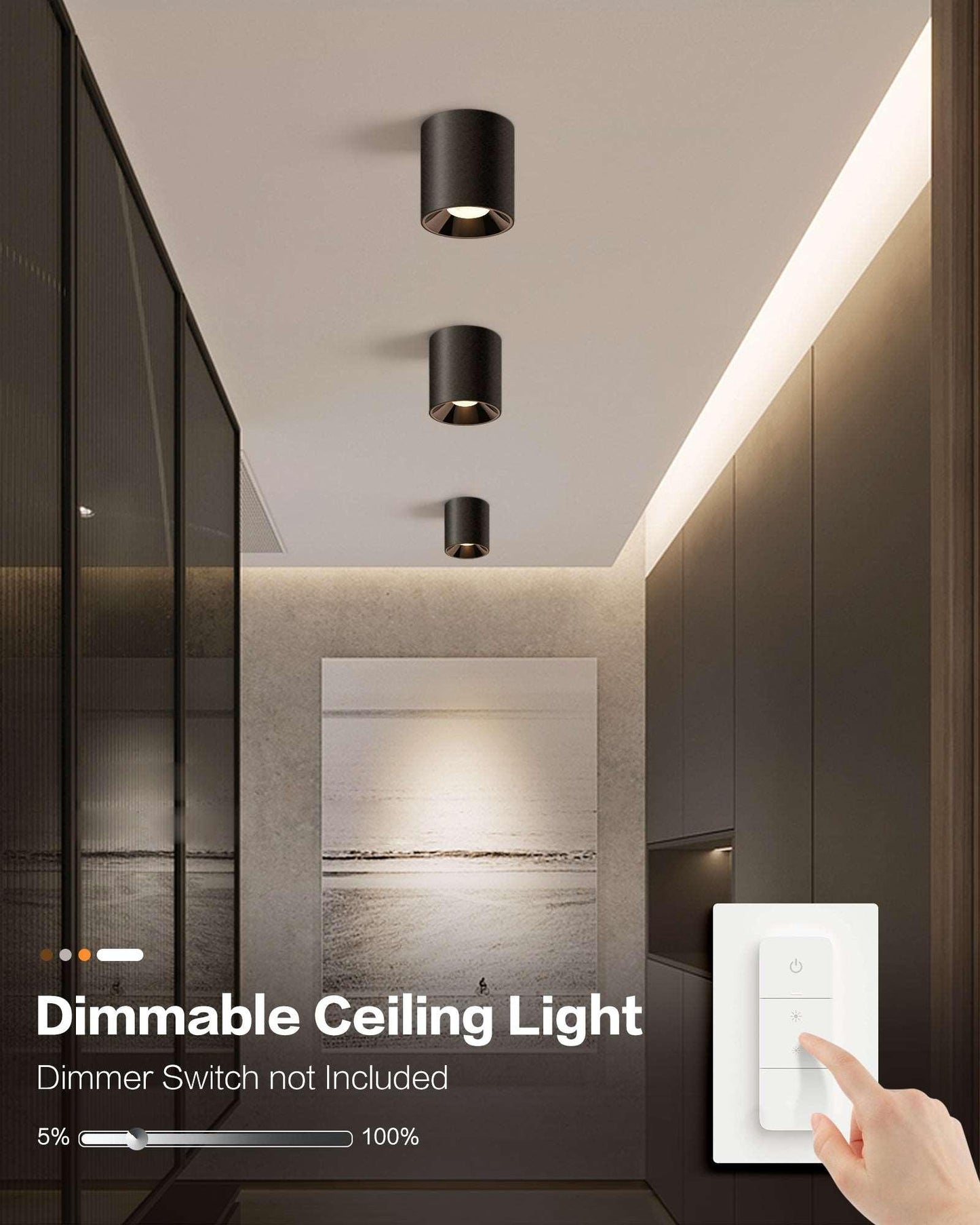 OKELI Flush Mount Modern LED Matte Black Cylinder Down Ceiling Light Fixtures 1-3-Pack - okeli lights