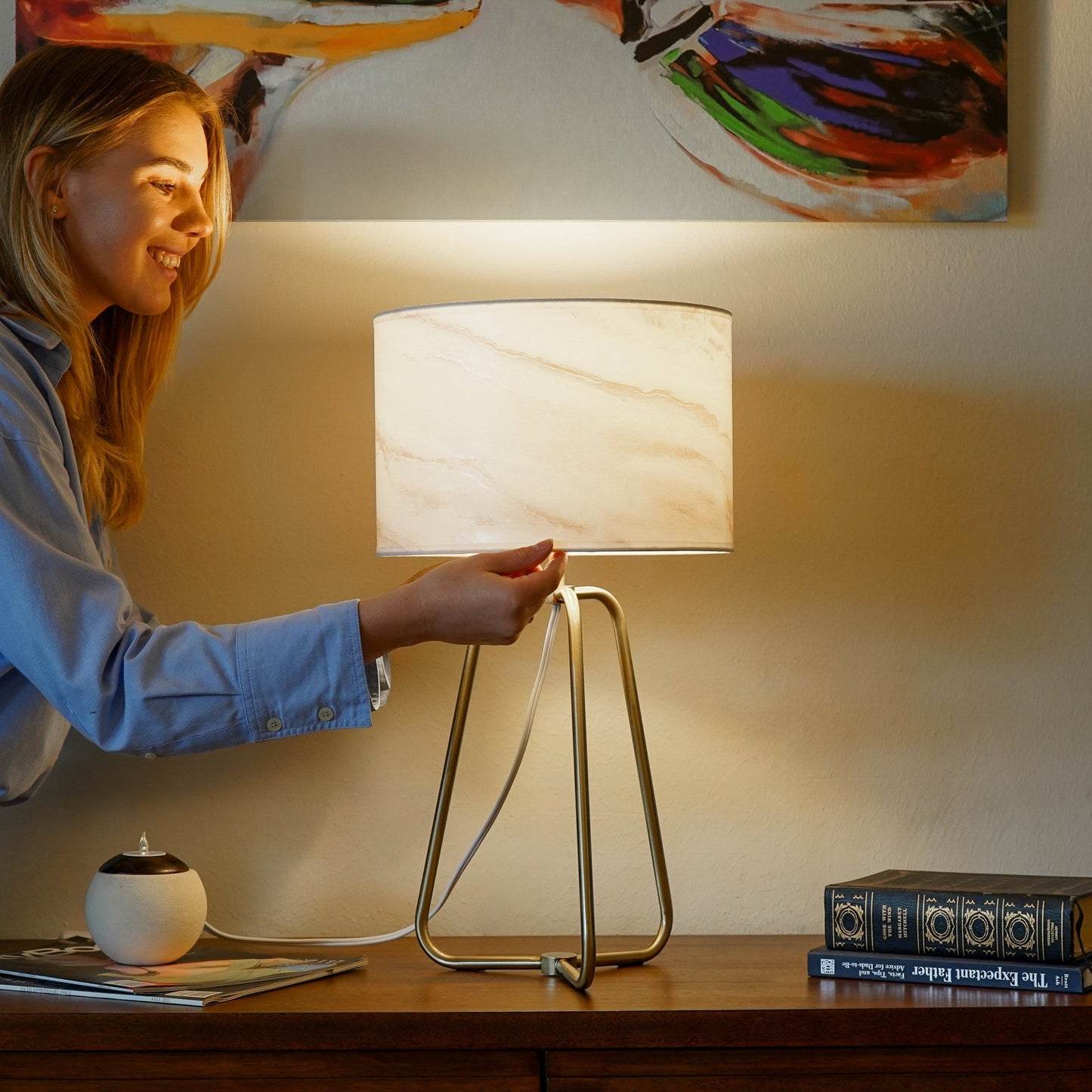 Table Lamp Marble Lampshade Bronze Metal Base Modern Stylish Classic Desk Lamp - okeli lights