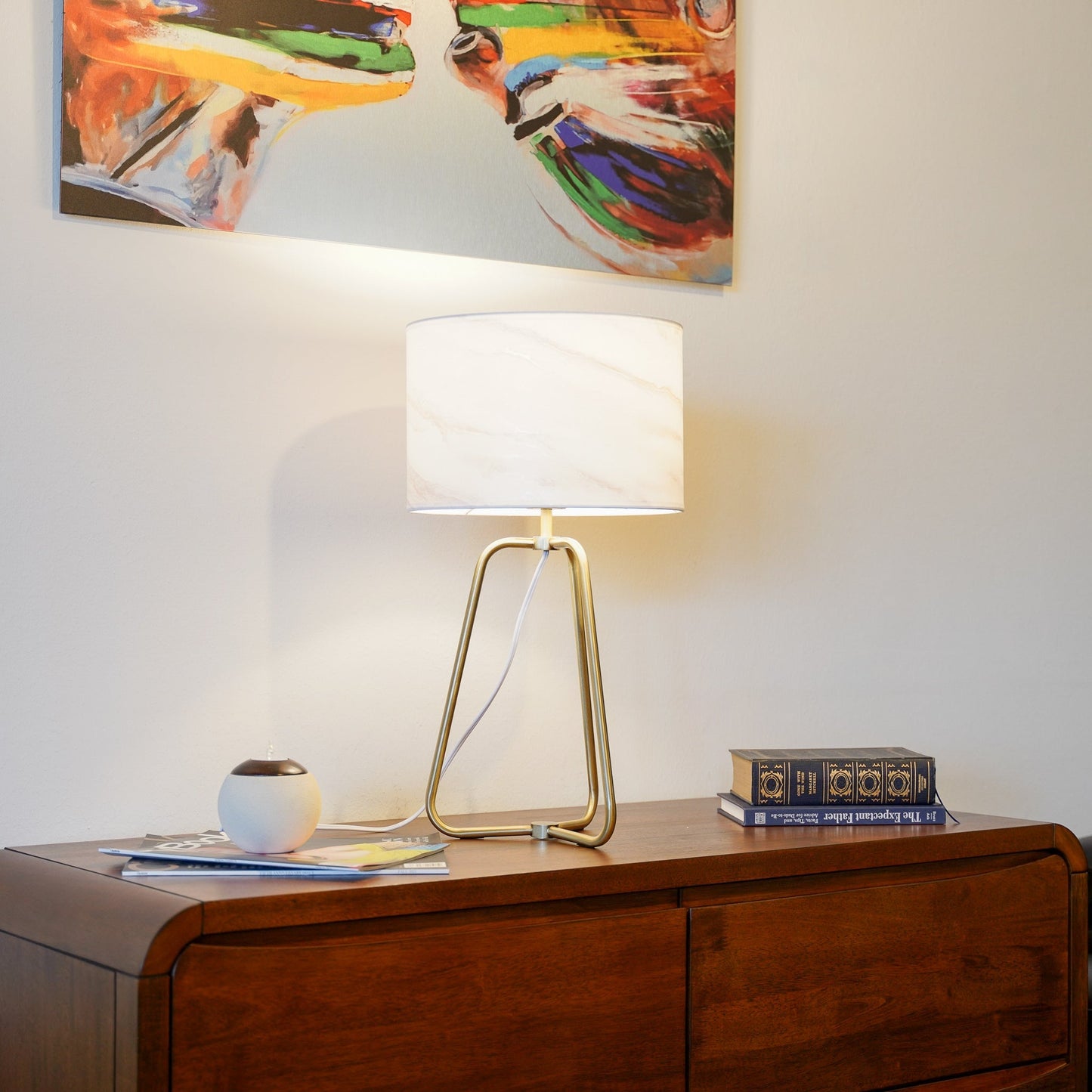 Table Lamp Marble Lampshade Bronze Metal Base Modern Stylish Classic Desk Lamp - okeli lights