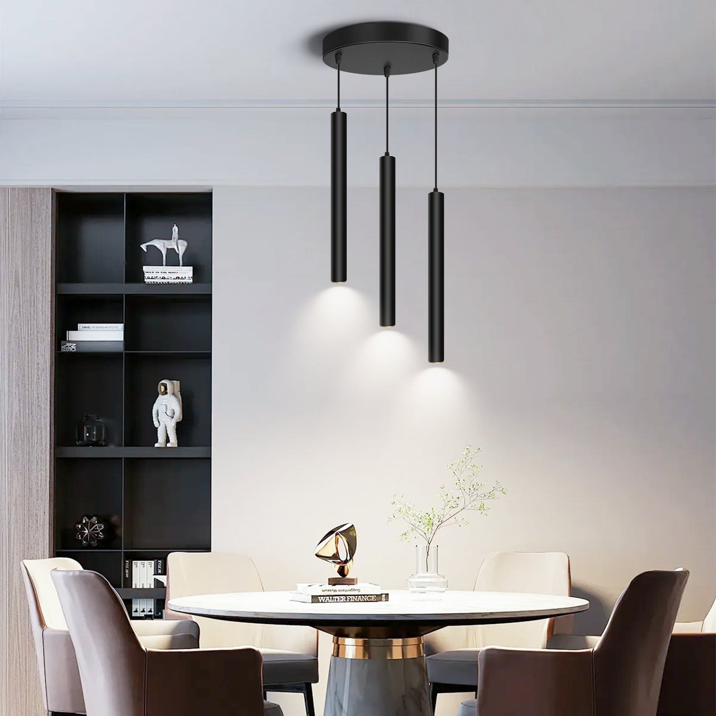 Dimmable LED Round 3-Light Pendant Light 30W 2300LM Modern Island Light Fixture - okeli lights
