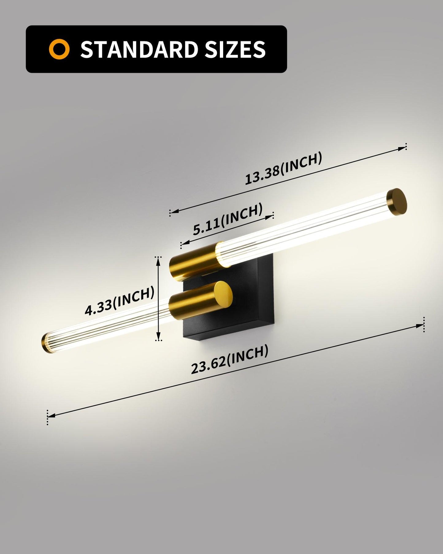 Black and Gold Bathroom Light Fixture Modern Vanity Light 360° Over Mirror - okeli lights