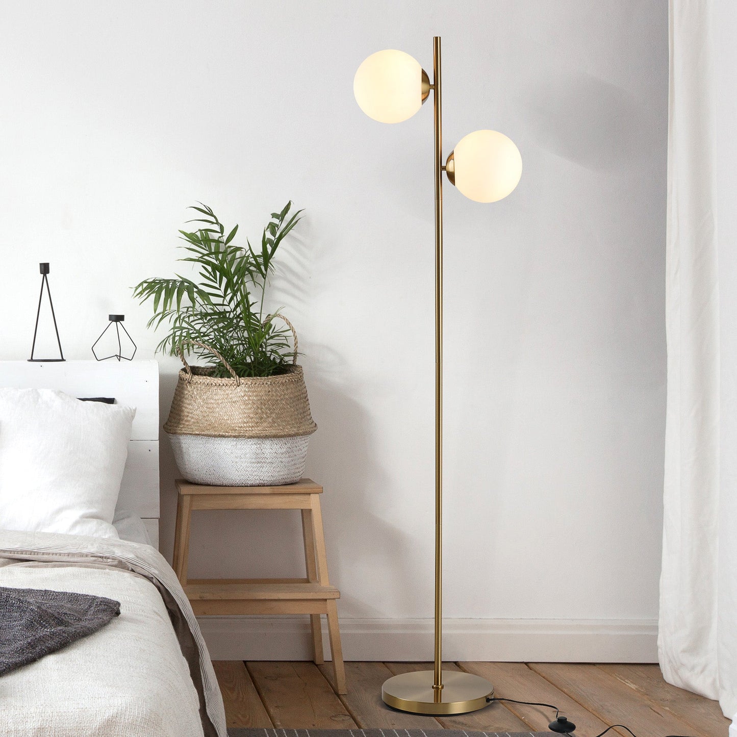 Floor Lamp Glass Light Shade Modern Classic Portable Decorative Lighting White - okeli lights