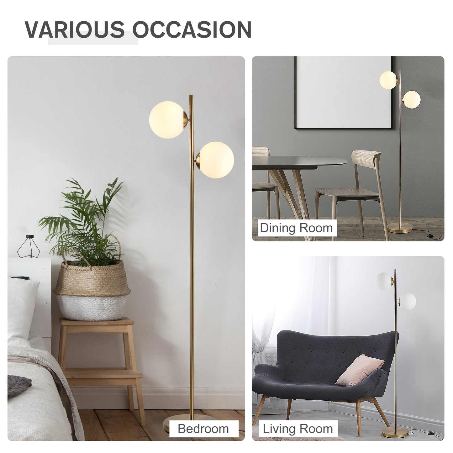 Floor Lamp Glass Light Shade Modern Classic Portable Decorative Lighting White - okeli lights
