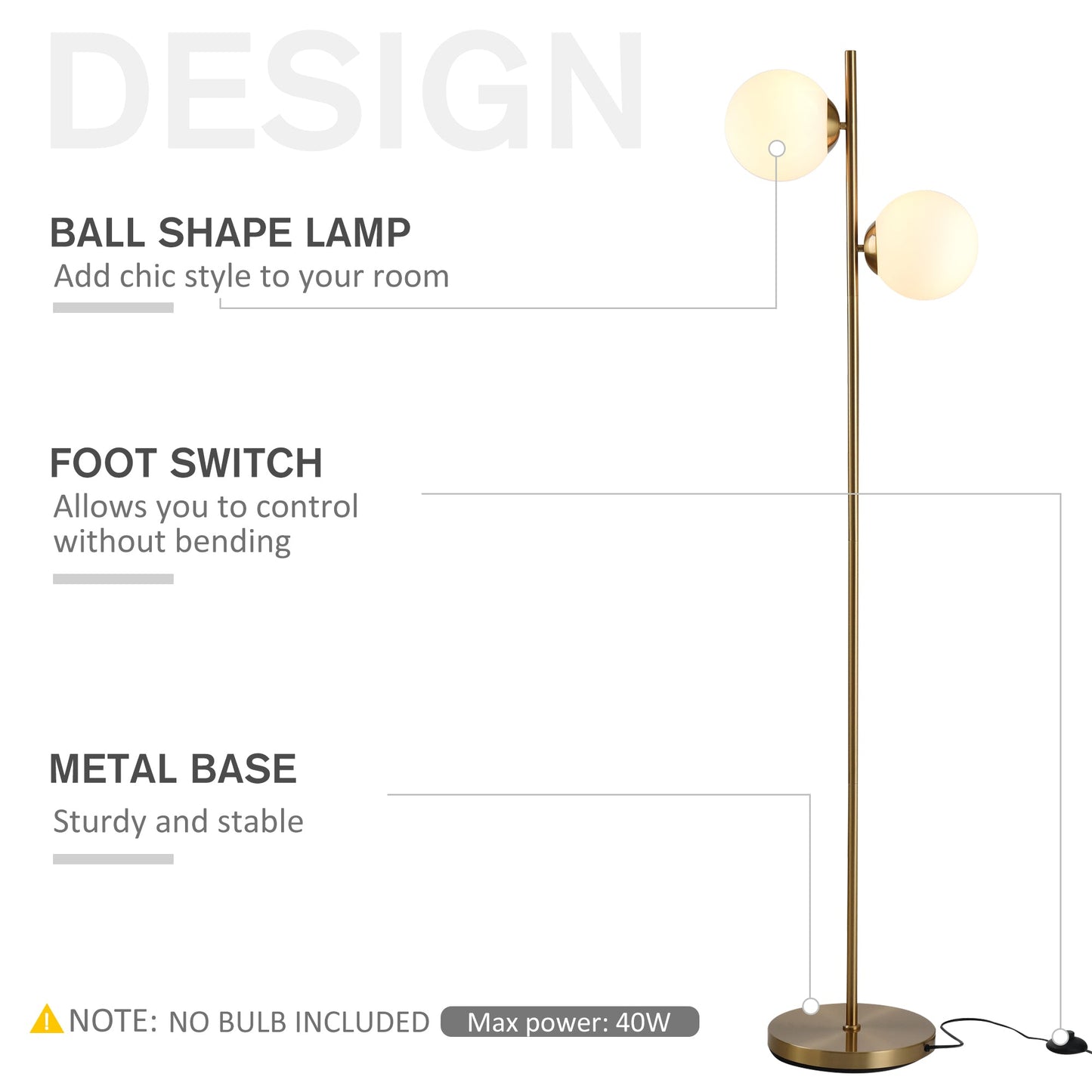 Floor Lamp Glass Light Shade Modern Classic Portable Decorative Lighting White - okeli lights