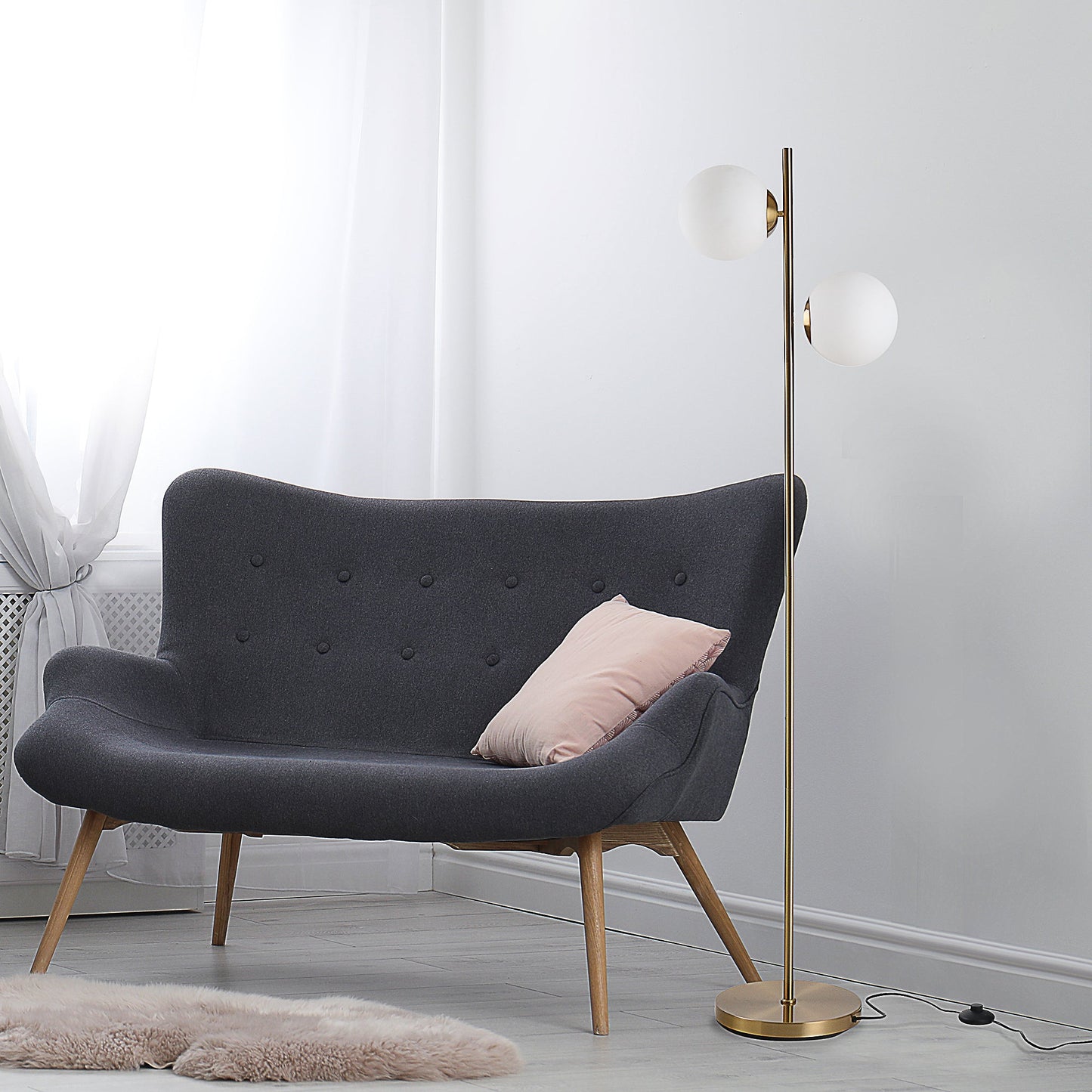 Floor Lamp Glass Light Shade Modern Classic Portable Decorative Lighting White - okeli lights