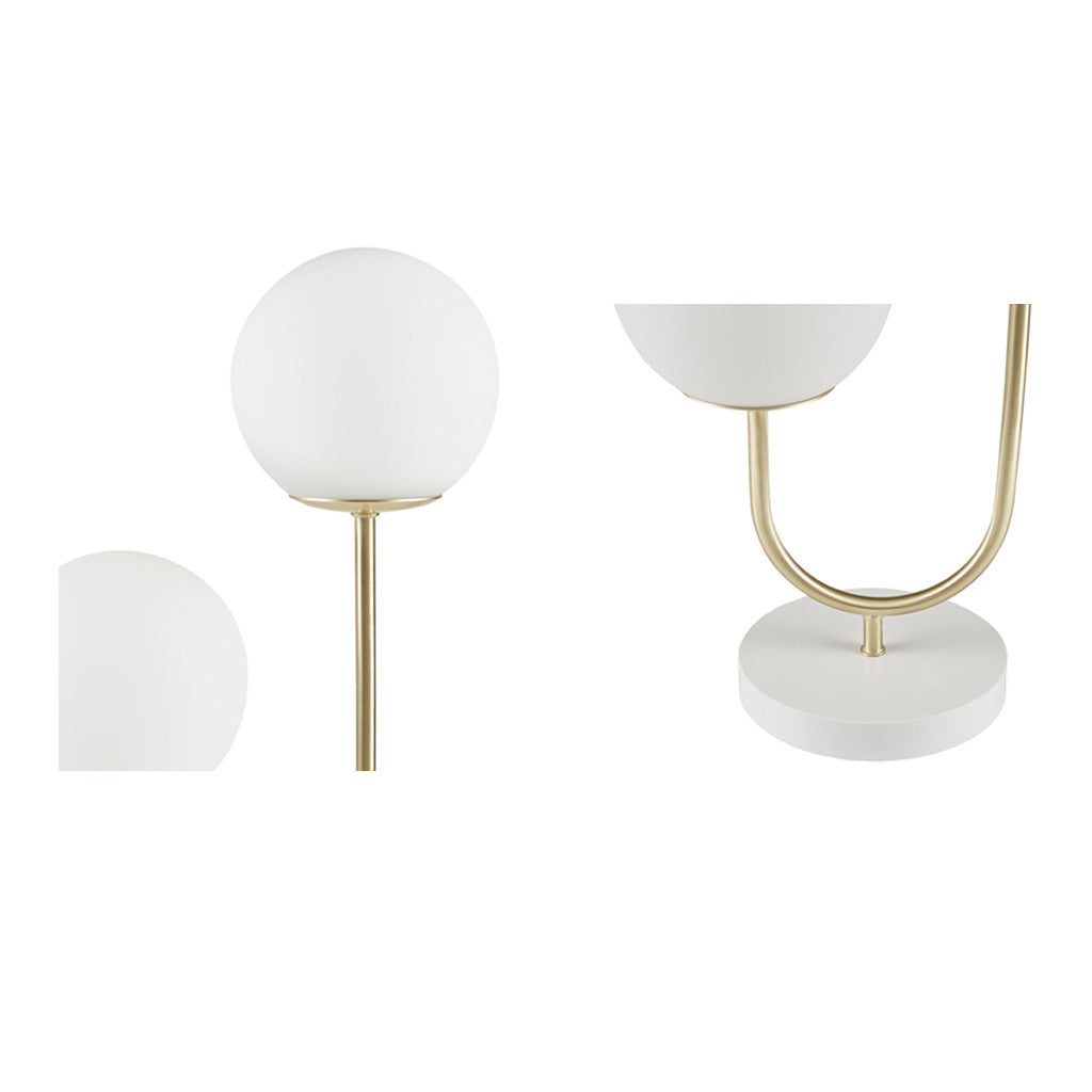 Metal 2-Light Frosted Glass Globe Table Lamp - okeli lights