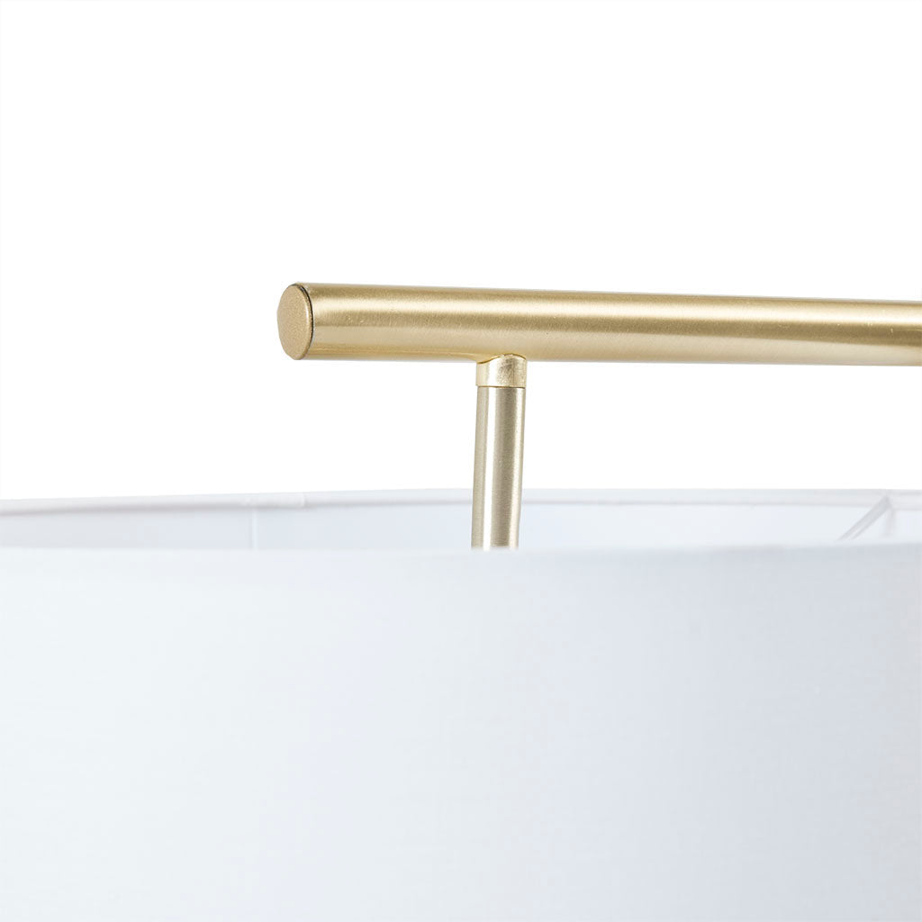 Gold Angular Arched Metal Floor Lamp Linen Drum-Shaped Shade - okeli lights