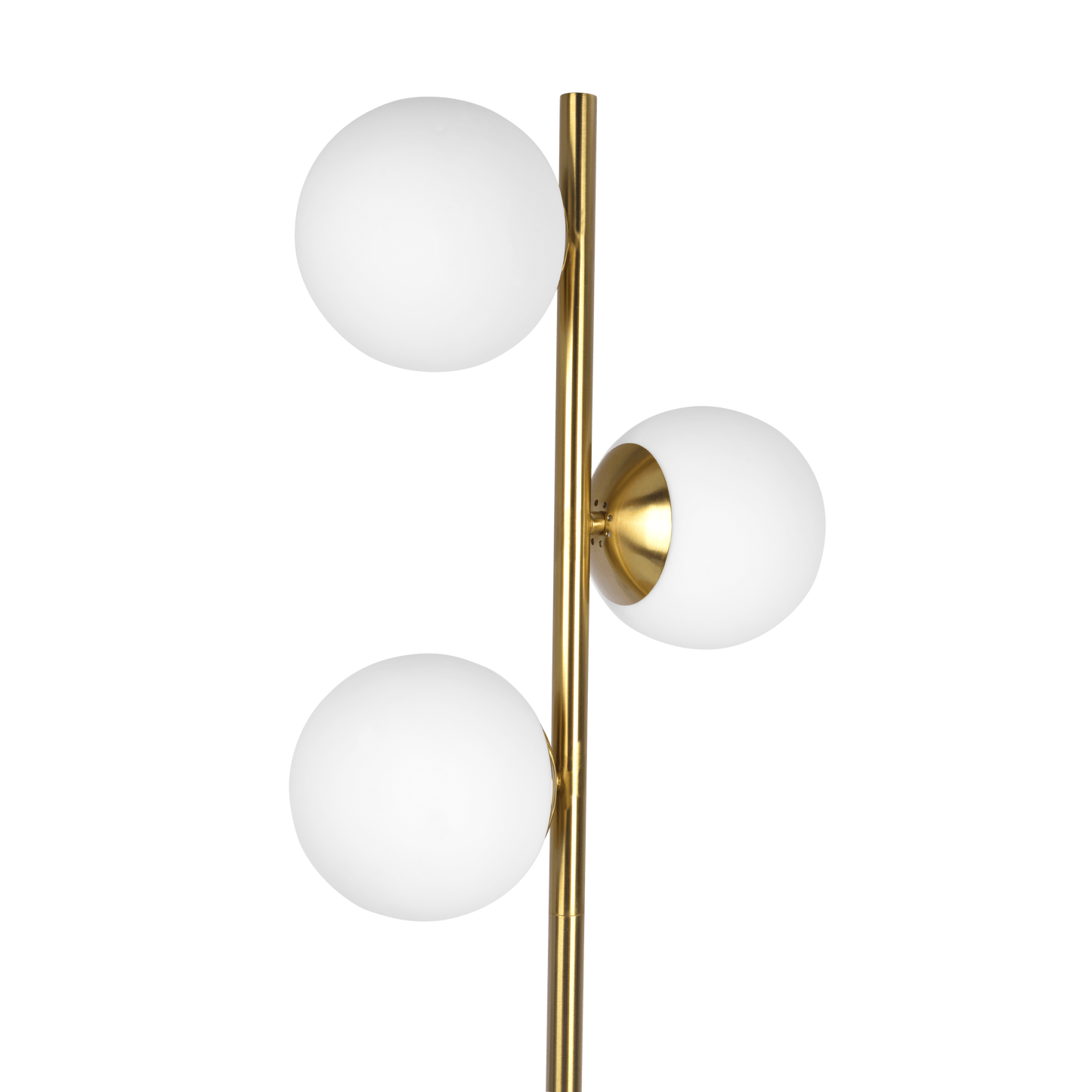 Gold Brush Floor Lamp Opal Glass Shades and Round Metal Base - okeli lights