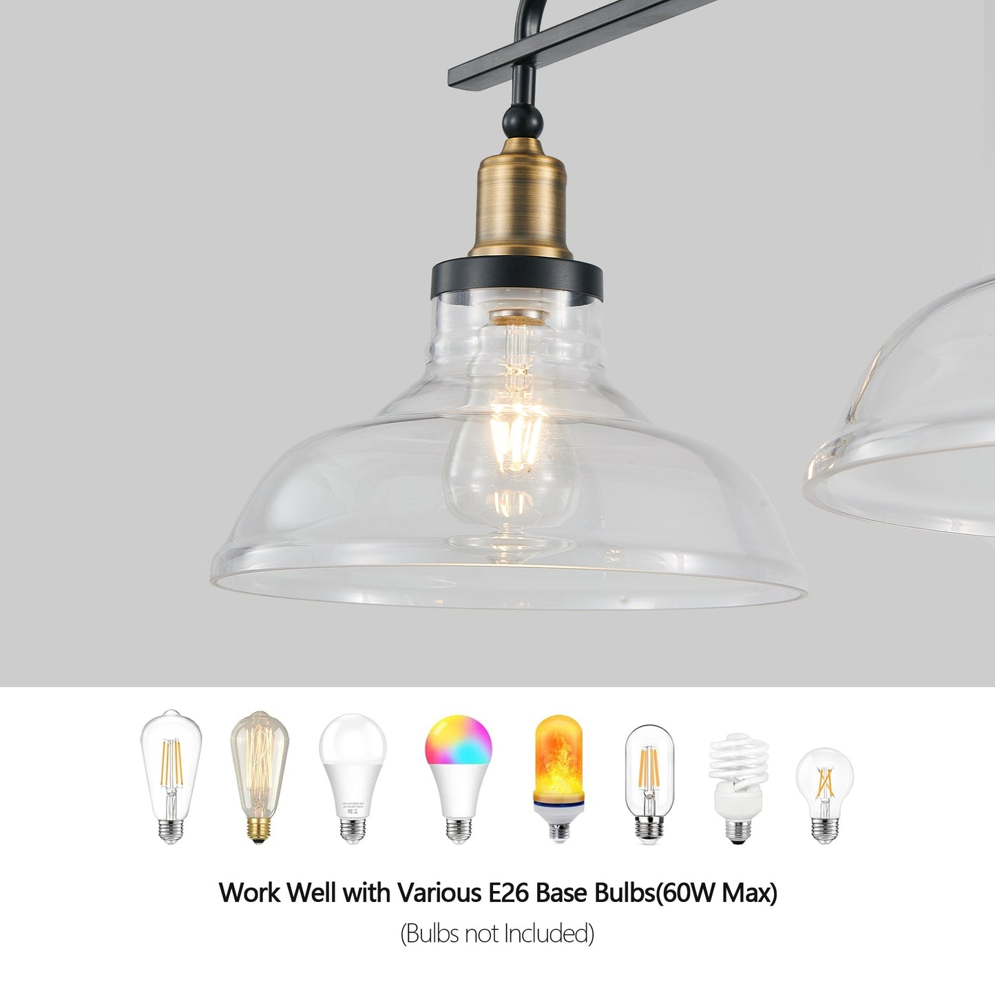 45" Industrial 3-Light Pendant Chandelier with Clear Glass Shades, Adjustable Height, Farmhouse Lighting - okeli lights