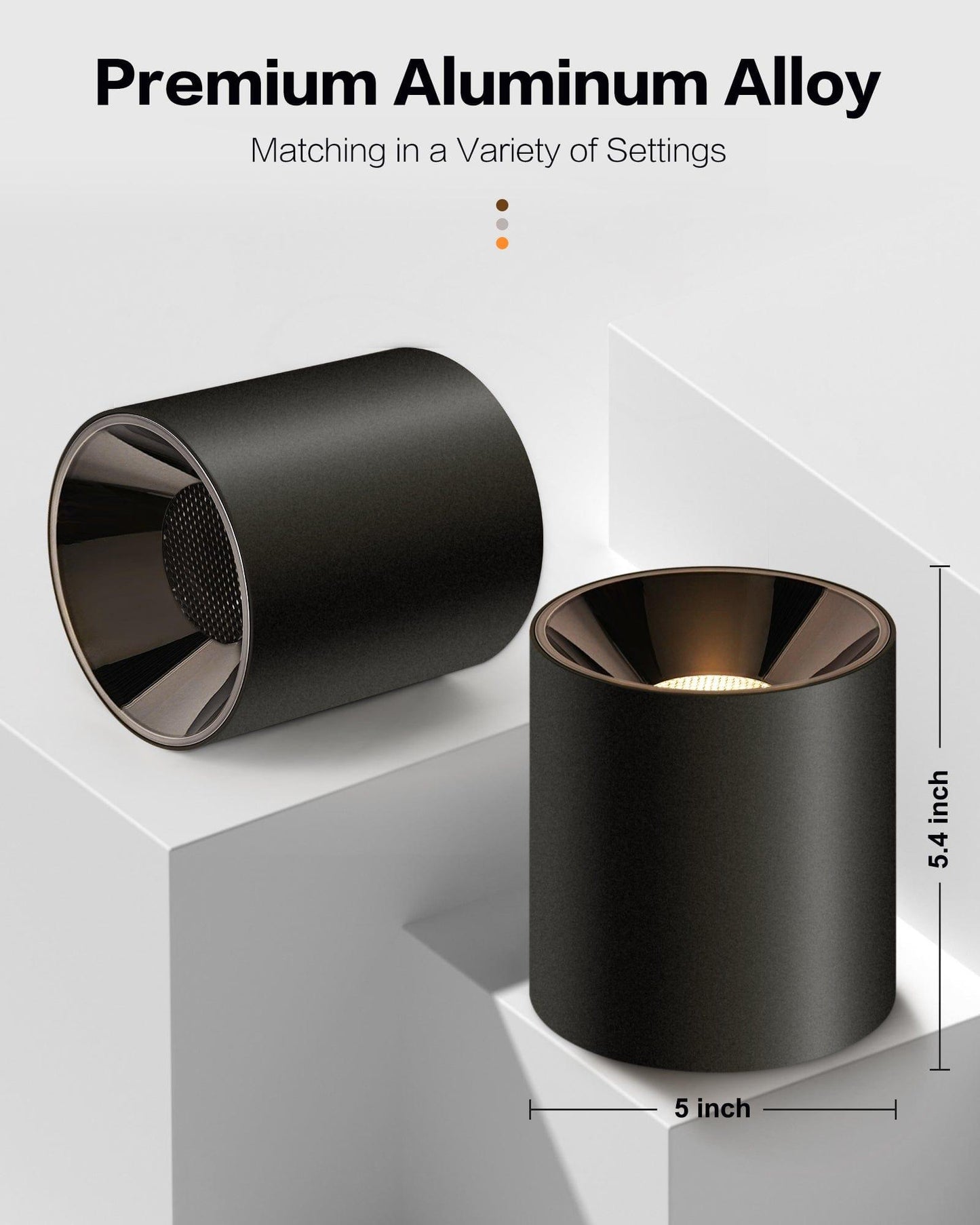 OKELI Flush Mount Matte Black Cylinder Down Ceiling Spotlight Modern Dimmable LED 1-Pack - okeli lights