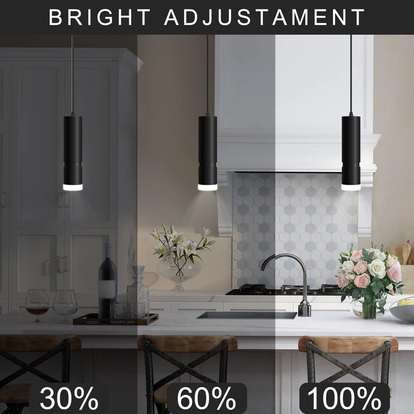 OKELI Black Pendant Lights Kitchen Island,Modern Unique Adjustable Focus, 1 Pack - okeli lights