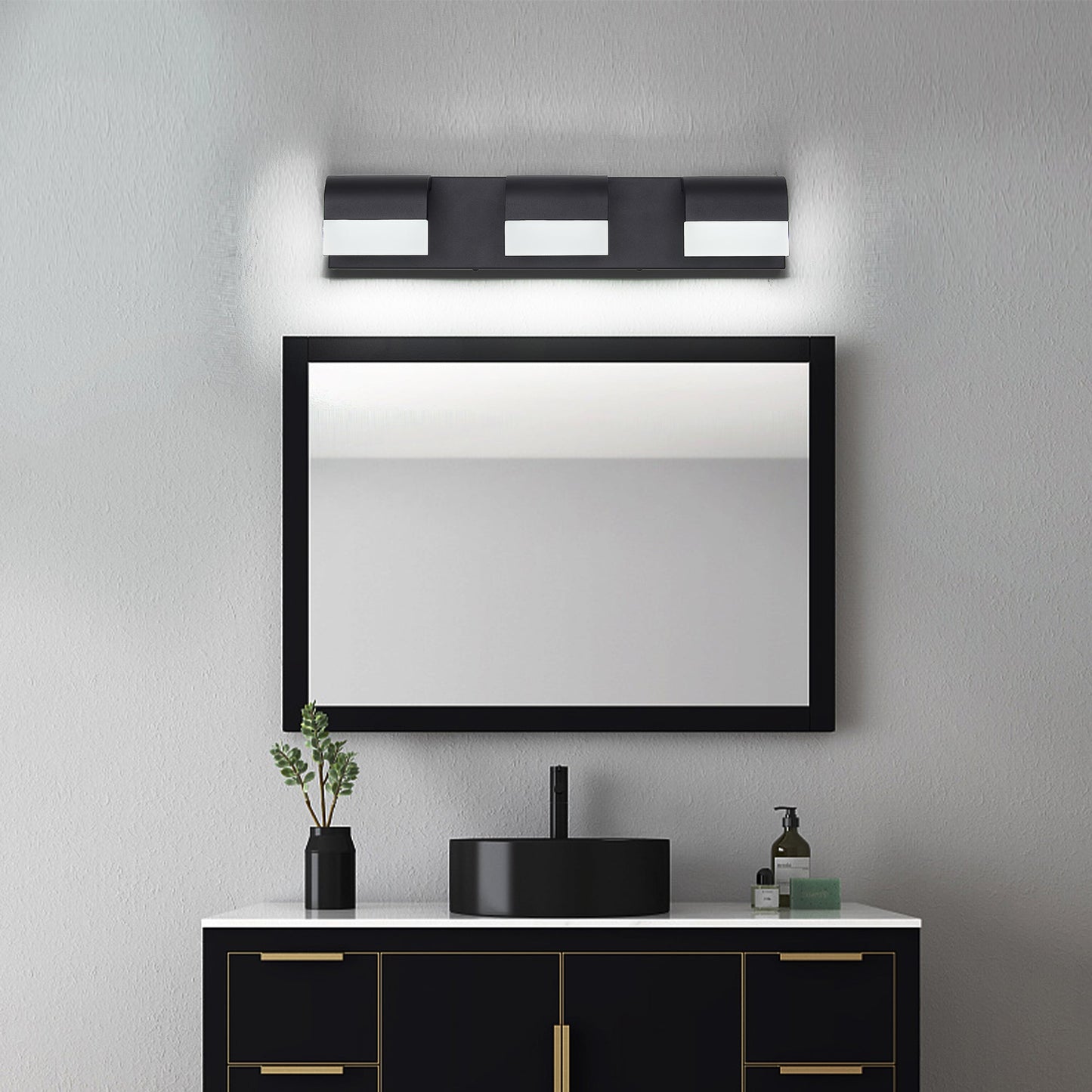 LED Contemporary Vanity Lights Fixture Bathroom Wall Light Over Mirror Matt Black 3-4-5-6Lights Dimmable - okeli lights