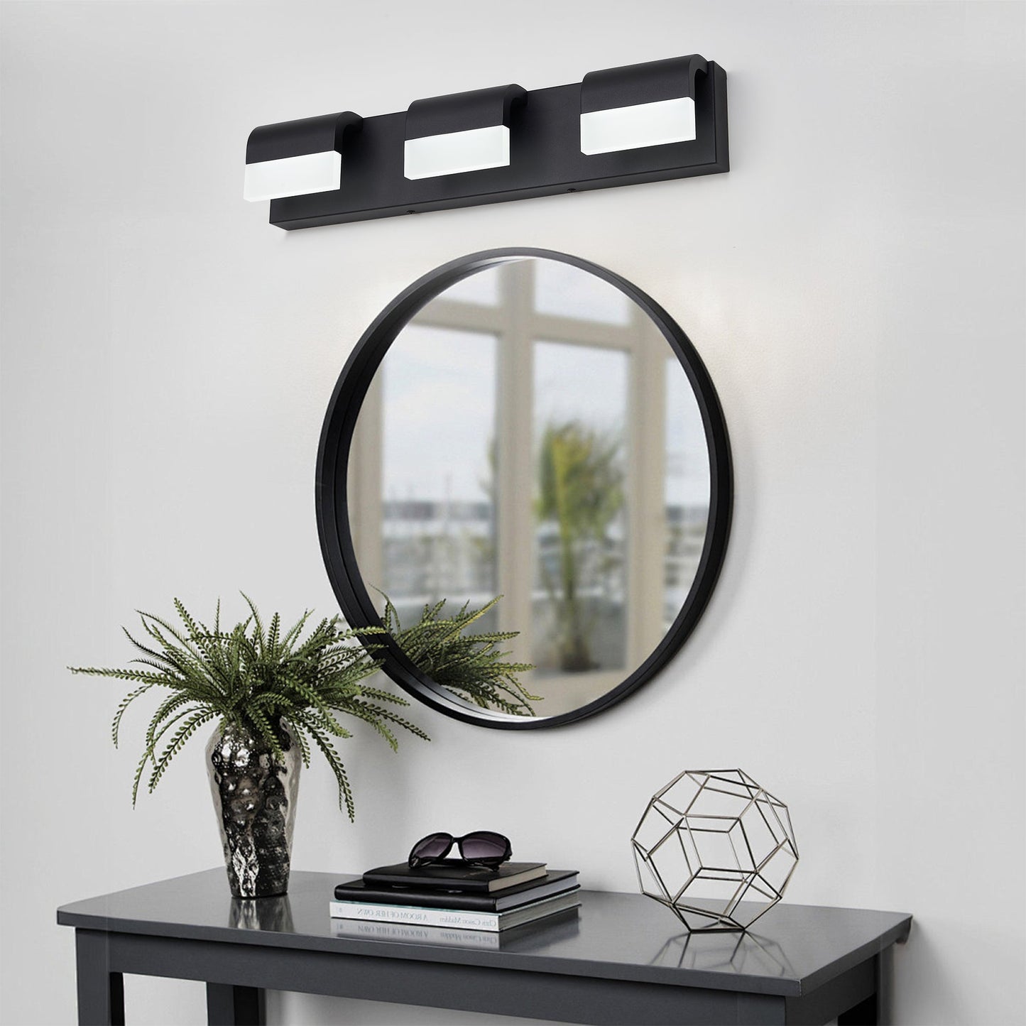 LED Contemporary Vanity Lights Fixture Bathroom Wall Light Over Mirror Matt Black 3-4-5-6Lights Dimmable - okeli lights