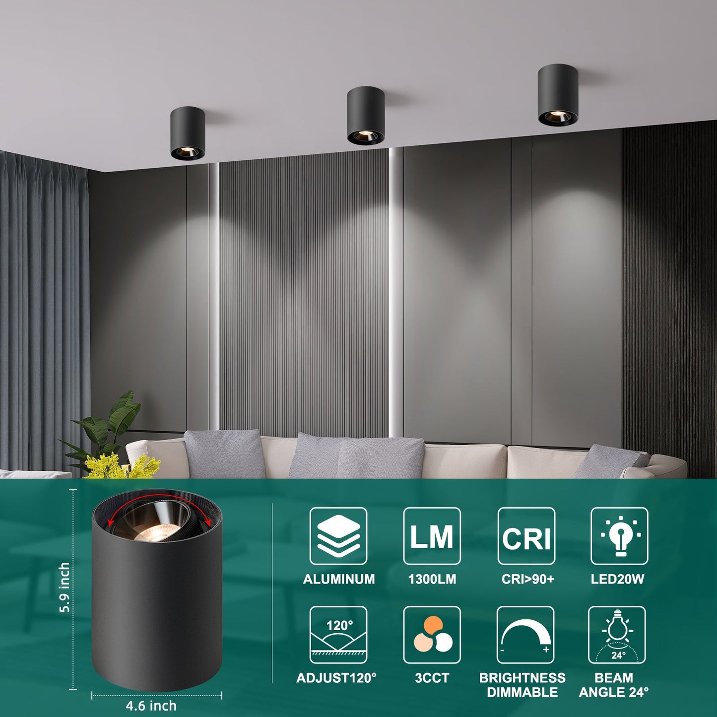 Modern LED Dimmable Ceiling Light Fixtures 20W 1300LM 2700K-6000K Flush Mount Close Lighting - okeli lights