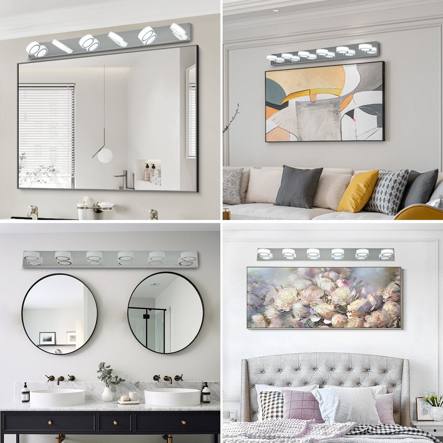 Modern 7-6-5-4-Light LED Vanity Lights Sleek Chrome Bathroom Wall Light Fixture for Mirror and Bathroom Decor - okeli lights