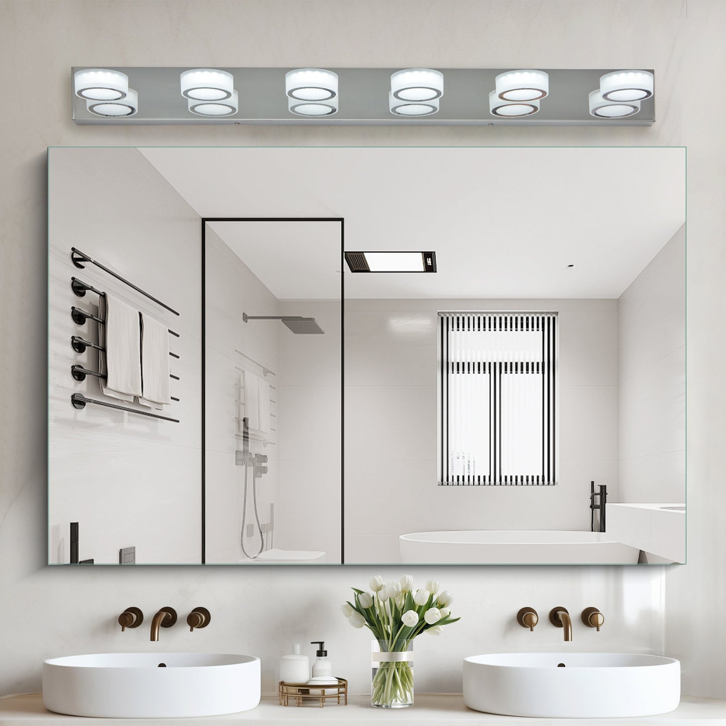 Modern 7-6-5-4-Light LED Vanity Lights Sleek Chrome Bathroom Wall Light Fixture for Mirror and Bathroom Decor - okeli lights