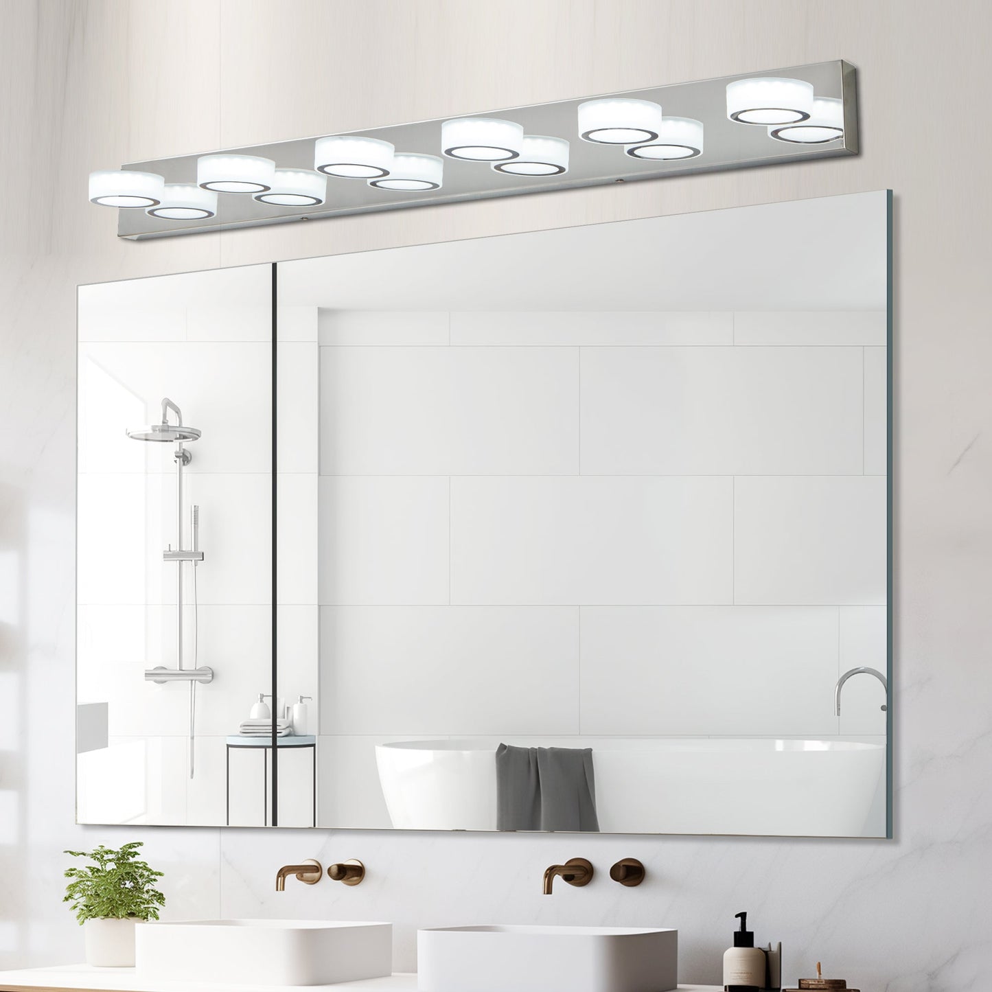 Modern 7-6-5-4-Light LED Vanity Lights Sleek Chrome Bathroom Wall Light Fixture for Mirror and Bathroom Decor - okeli lights