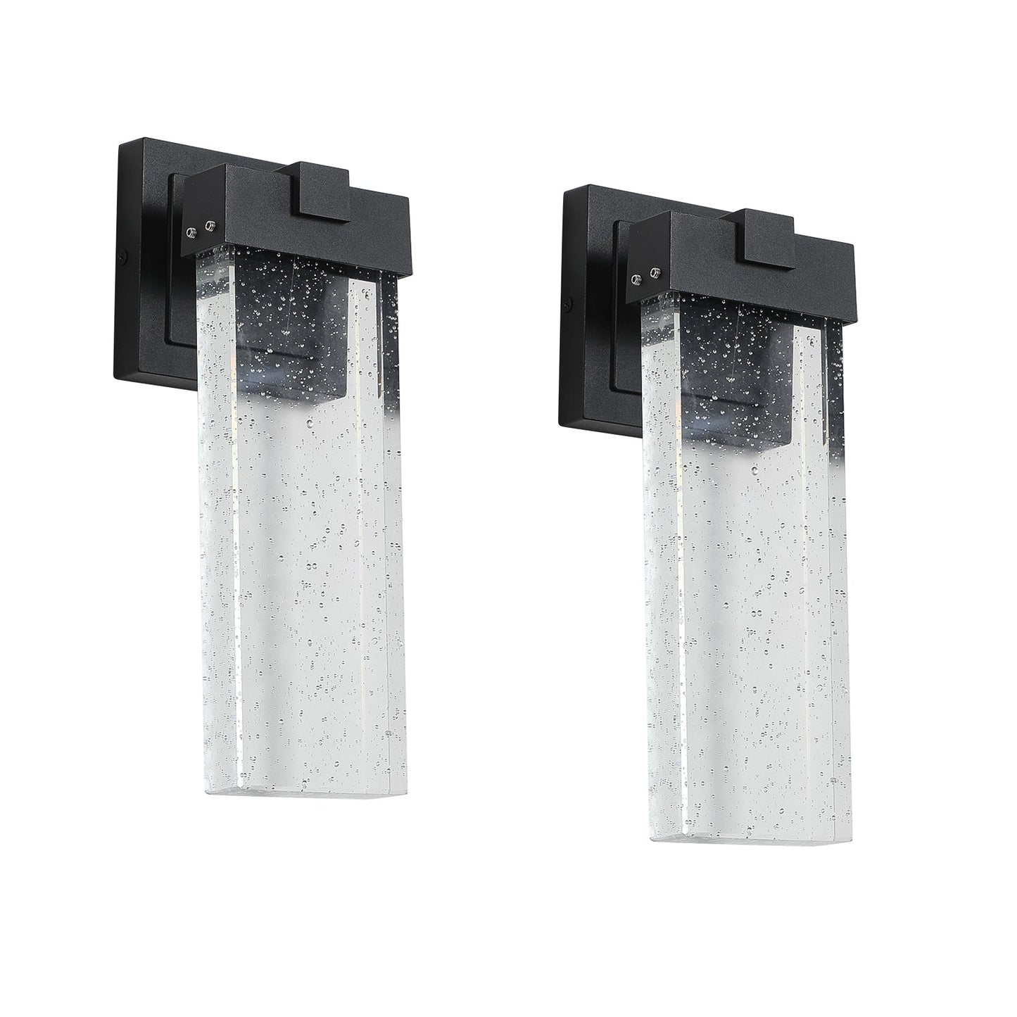 2-Pack Outdoor Wall Light Fixture Weatherproof LED Wall Sconce with Bubble Crystal and Light Sensor 12W - okeli lights