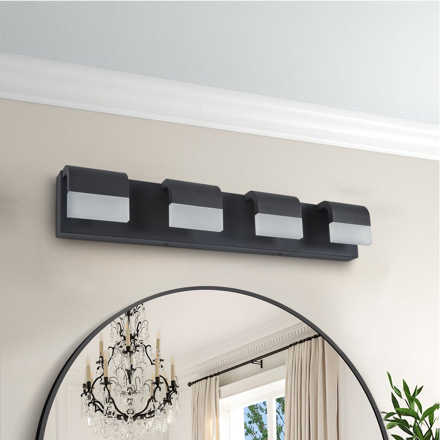 LED Contemporary Vanity Lights Fixture Bathroom Wall Light Over Mirror Matt Black 3-4-5-6Lights Dimmable - okeli lights