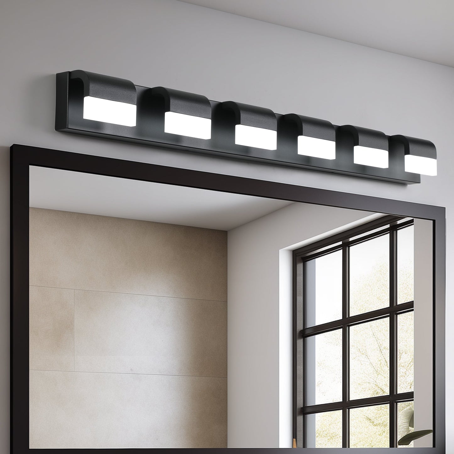 LED Contemporary Vanity Lights Fixture Bathroom Wall Light Over Mirror Matt Black 3-4-5-6Lights Dimmable - okeli lights