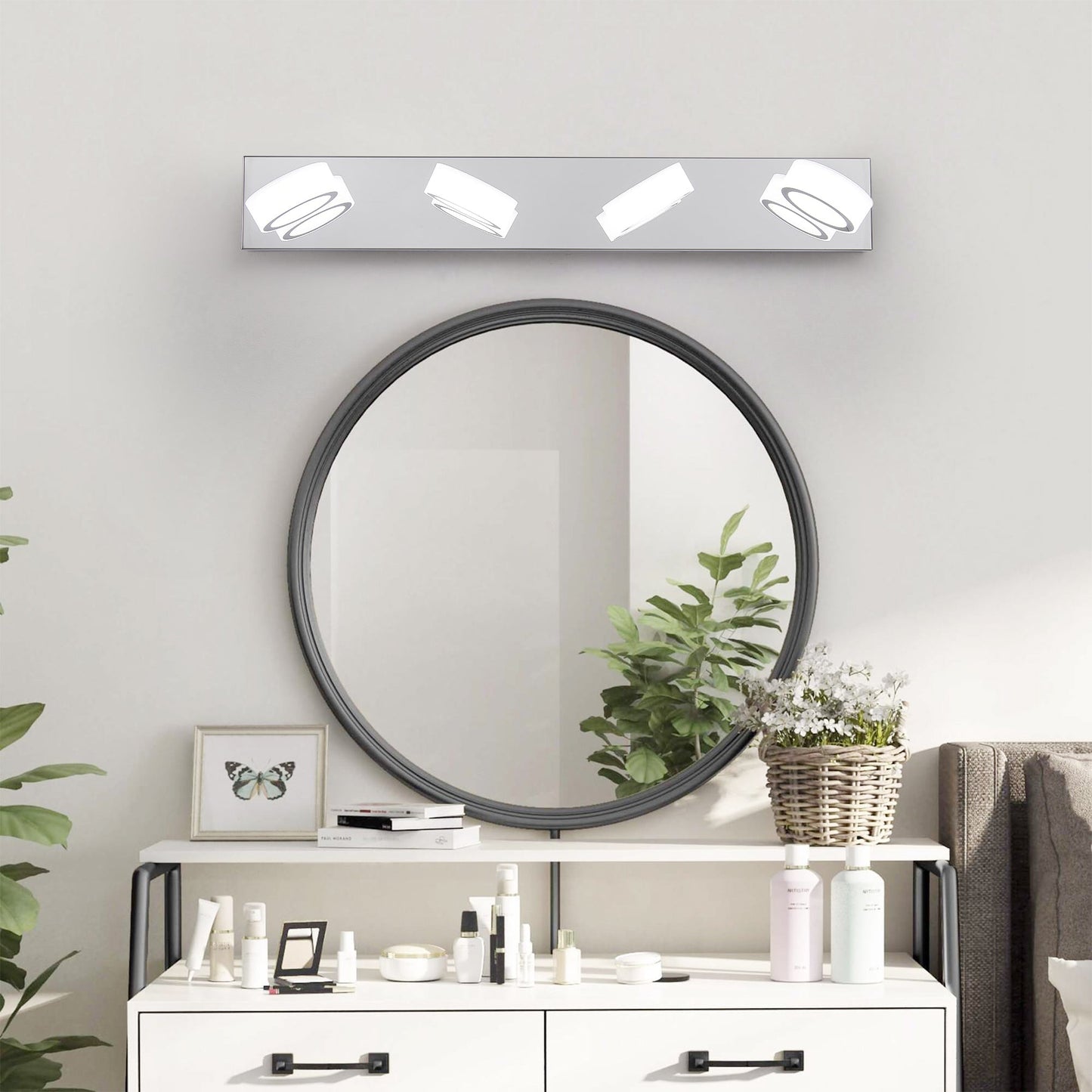 Modern 7-6-5-4-Light LED Vanity Lights Sleek Chrome Bathroom Wall Light Fixture for Mirror and Bathroom Decor - okeli lights