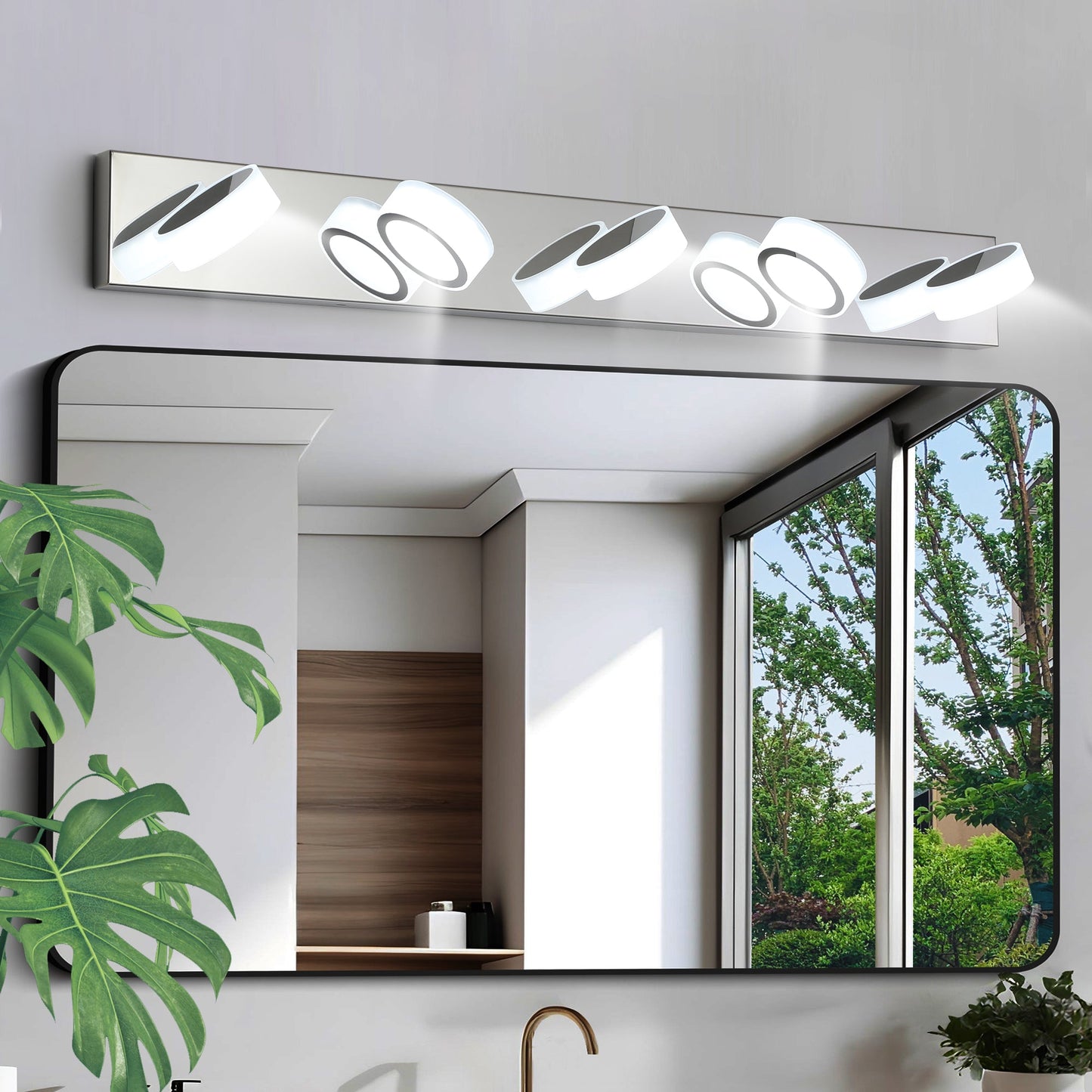 Modern 7-6-5-4-Light LED Vanity Lights Sleek Chrome Bathroom Wall Light Fixture for Mirror and Bathroom Decor - okeli lights